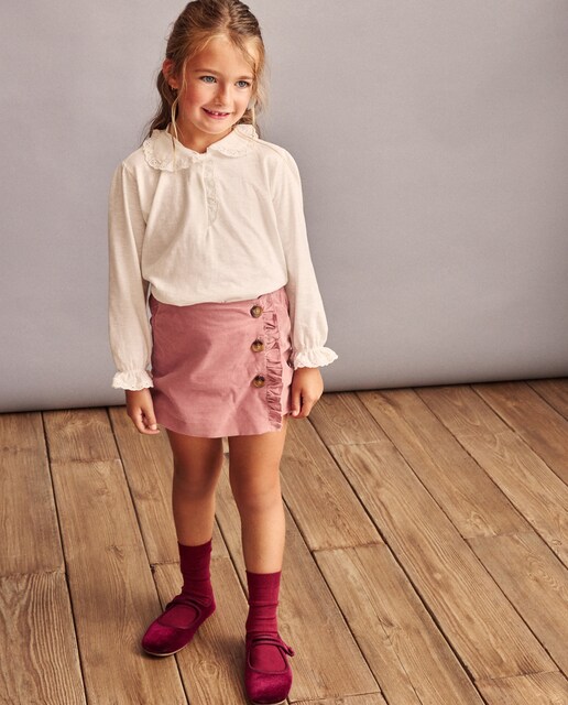 Imagem 0 de Saia-Calça de Bombazina Fina com Folho