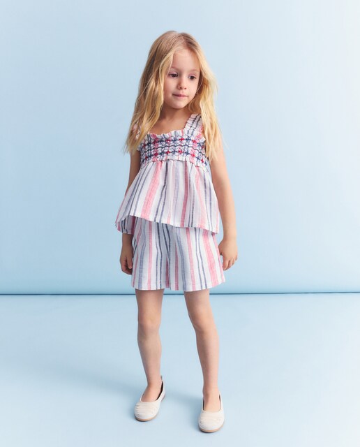 Short con rayas lurex de niña