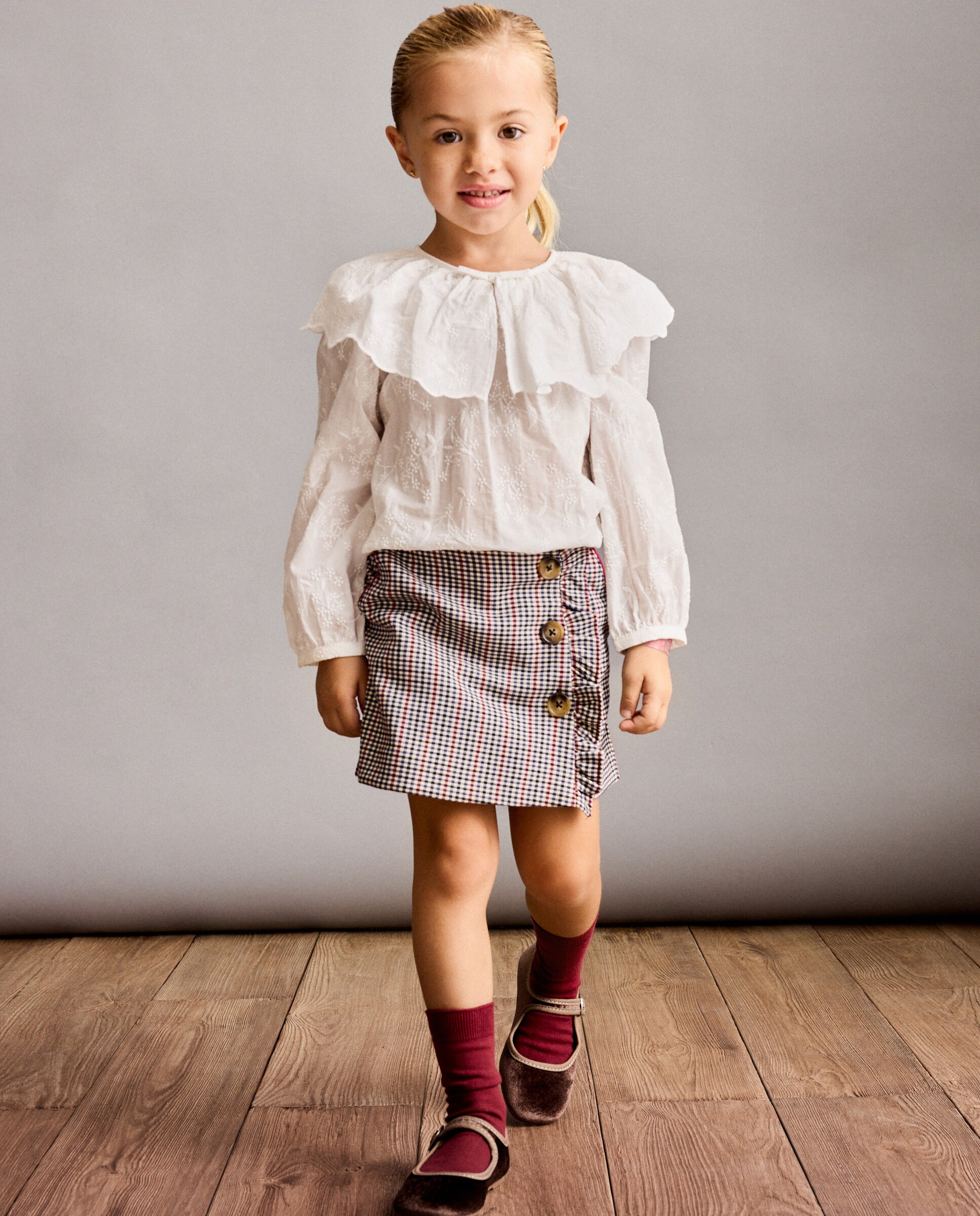 Falda pantalón cuadro harris de niña - Coconut El Corte Inglés - Marrón Marrón-1