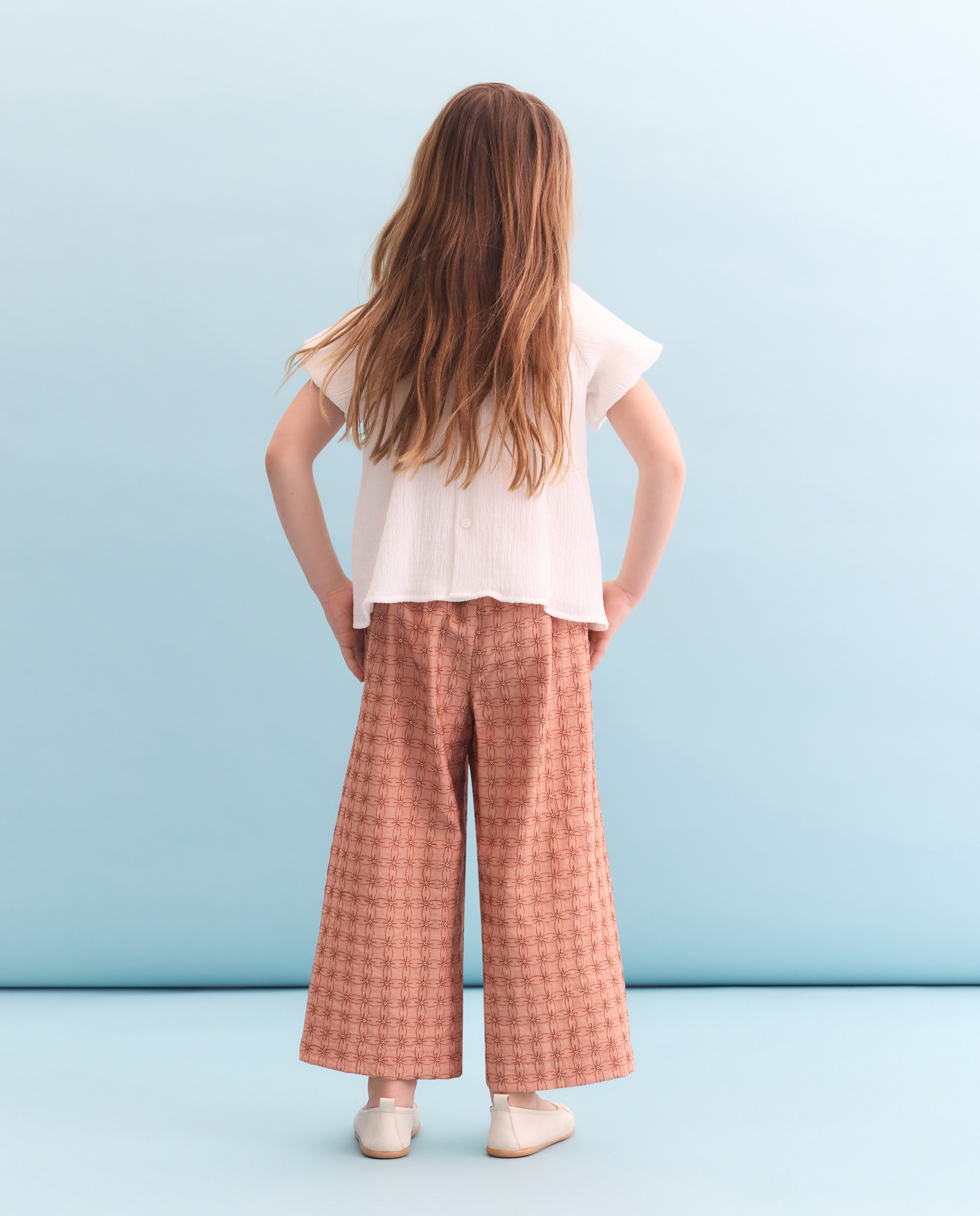 Blusa de Manga Curta em Balão com Debrum para Criança - Dourado 120 Cru-3