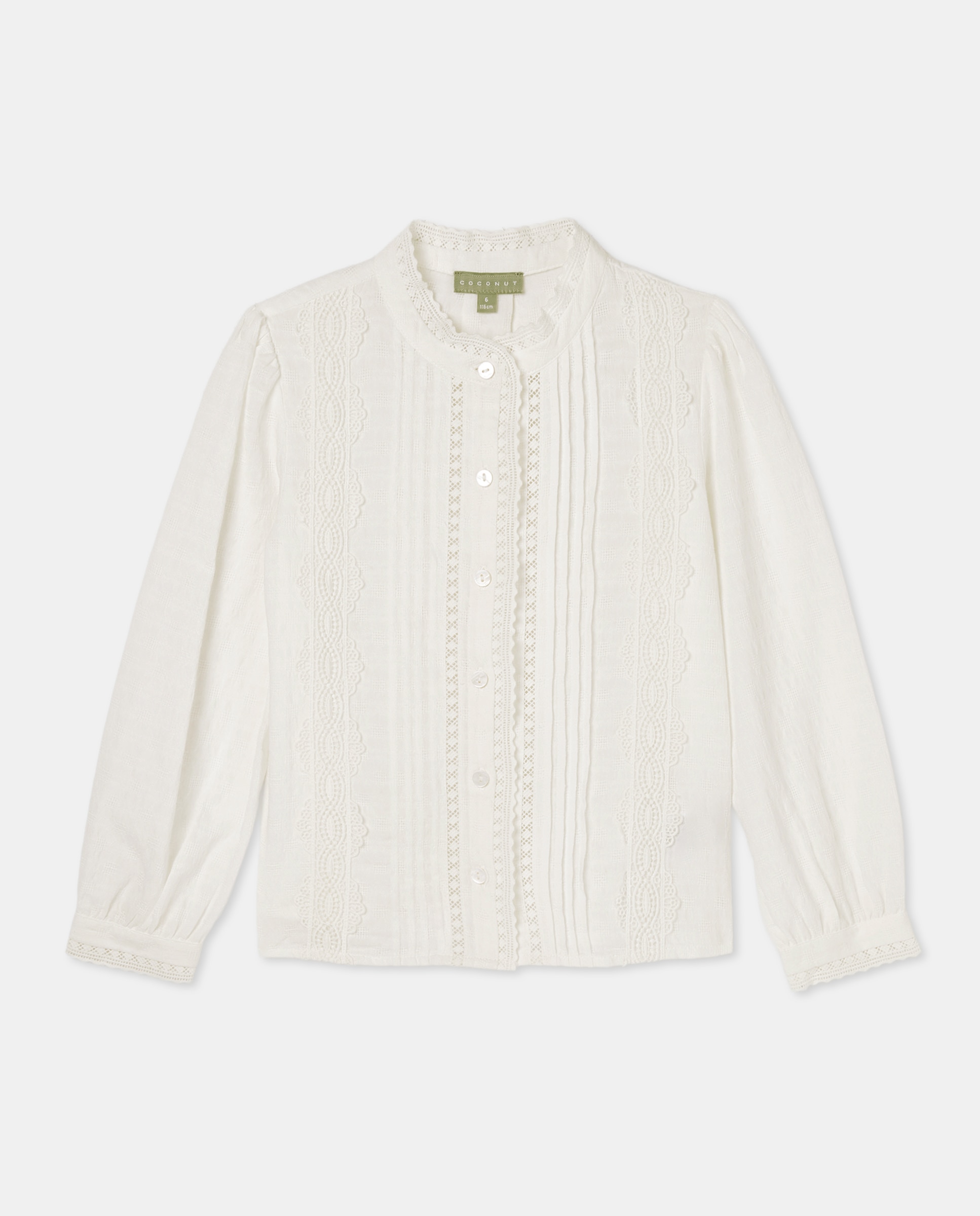 Blusa de Manga Comprida Romântica com Renda Branco-3