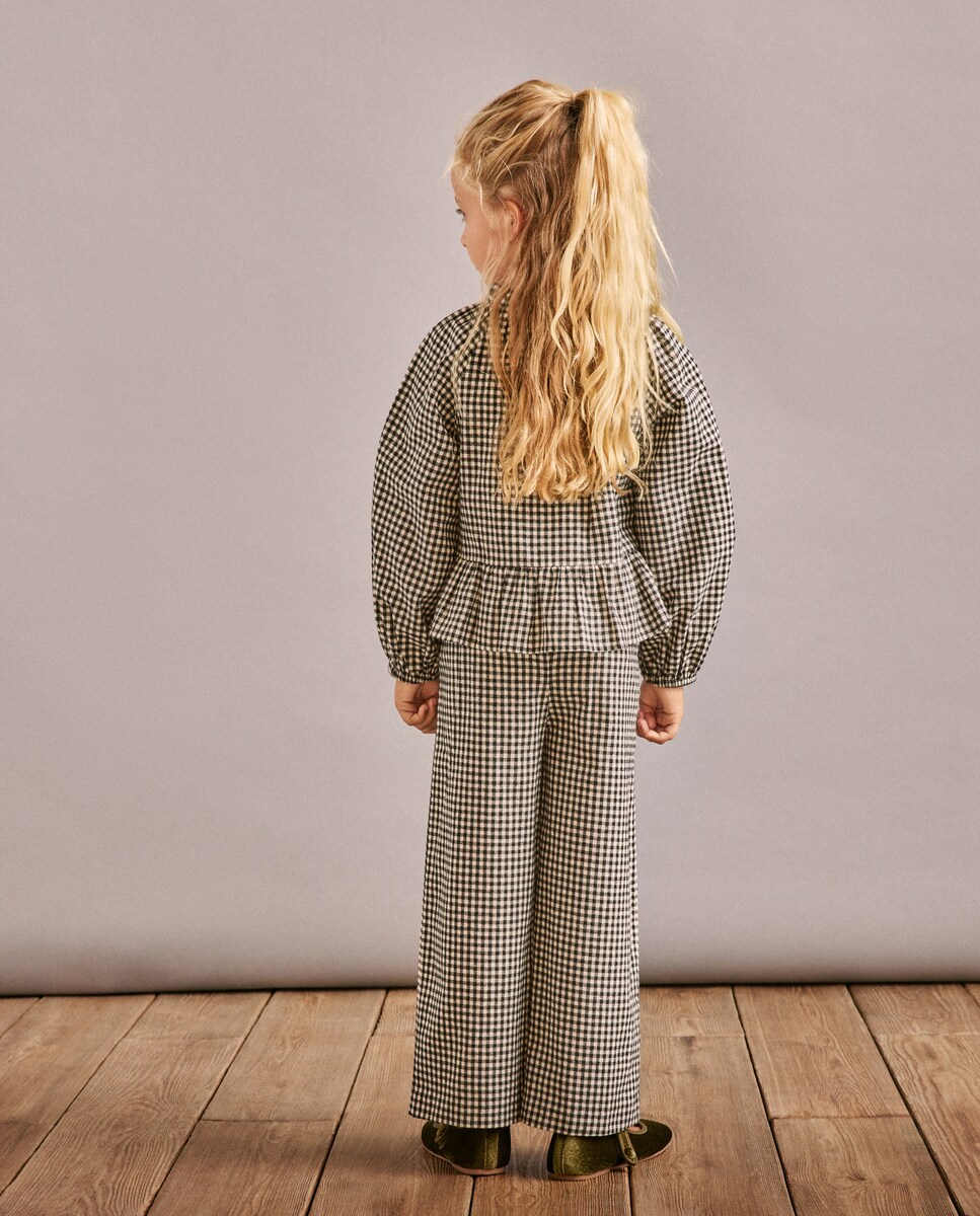 Blusa de Manga Comprida em Balão com Laços e Vichy Pequeno (4x4) Preto-4