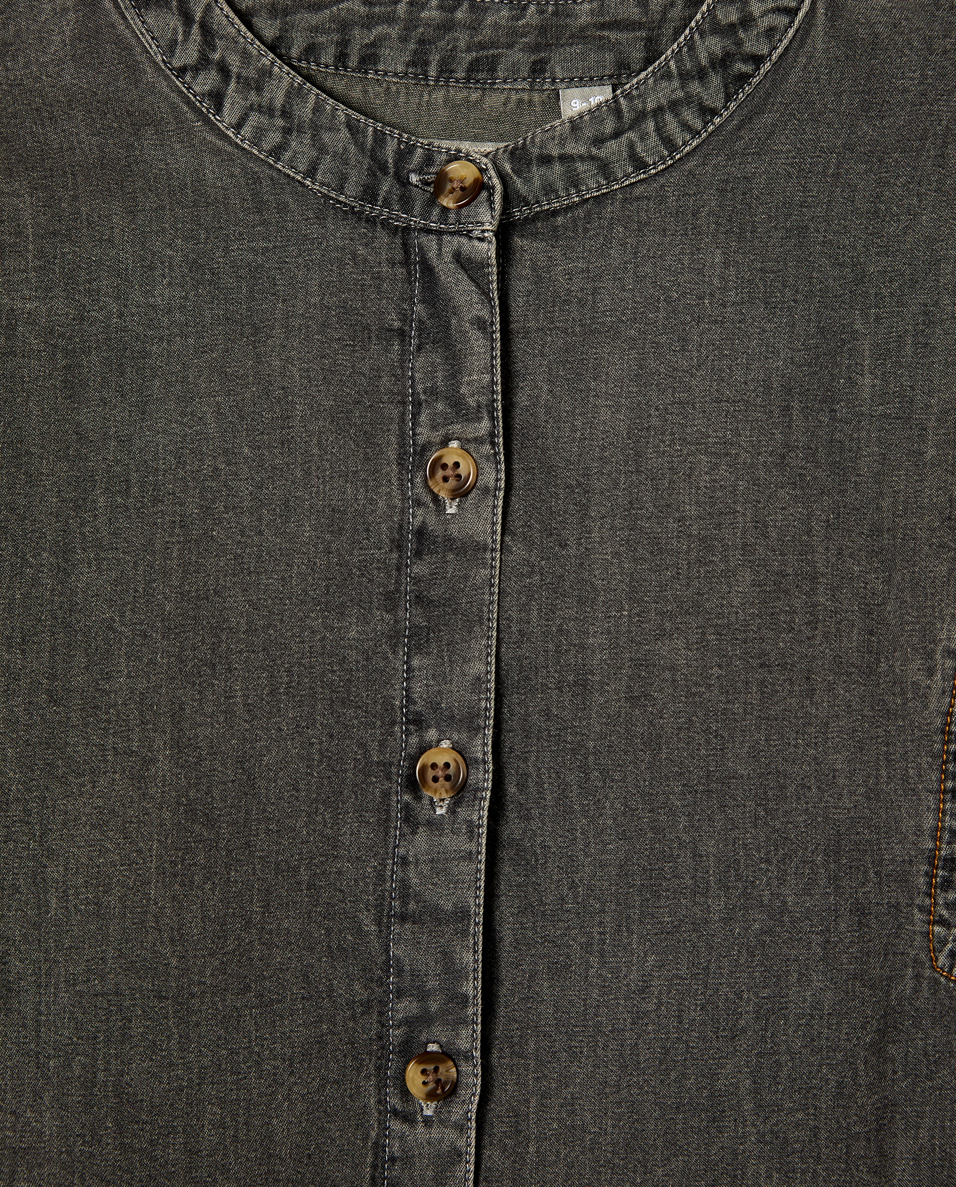 Blusa em Tecido de Ganga com volume e Manga Comprida Cinzento-6