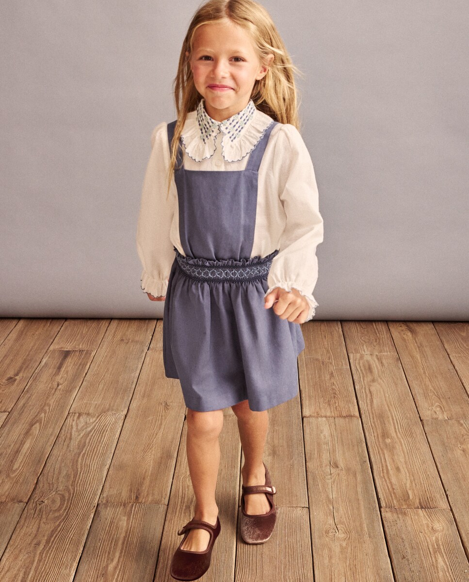 Blusa com Manga Comprida e Gola Bordada Branco-2