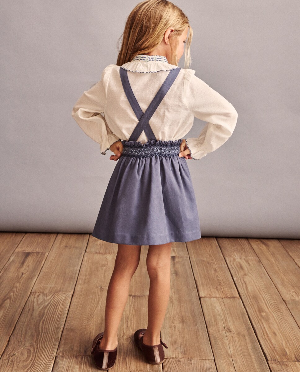 Blusa com Manga Comprida e Gola Bordada Branco-3