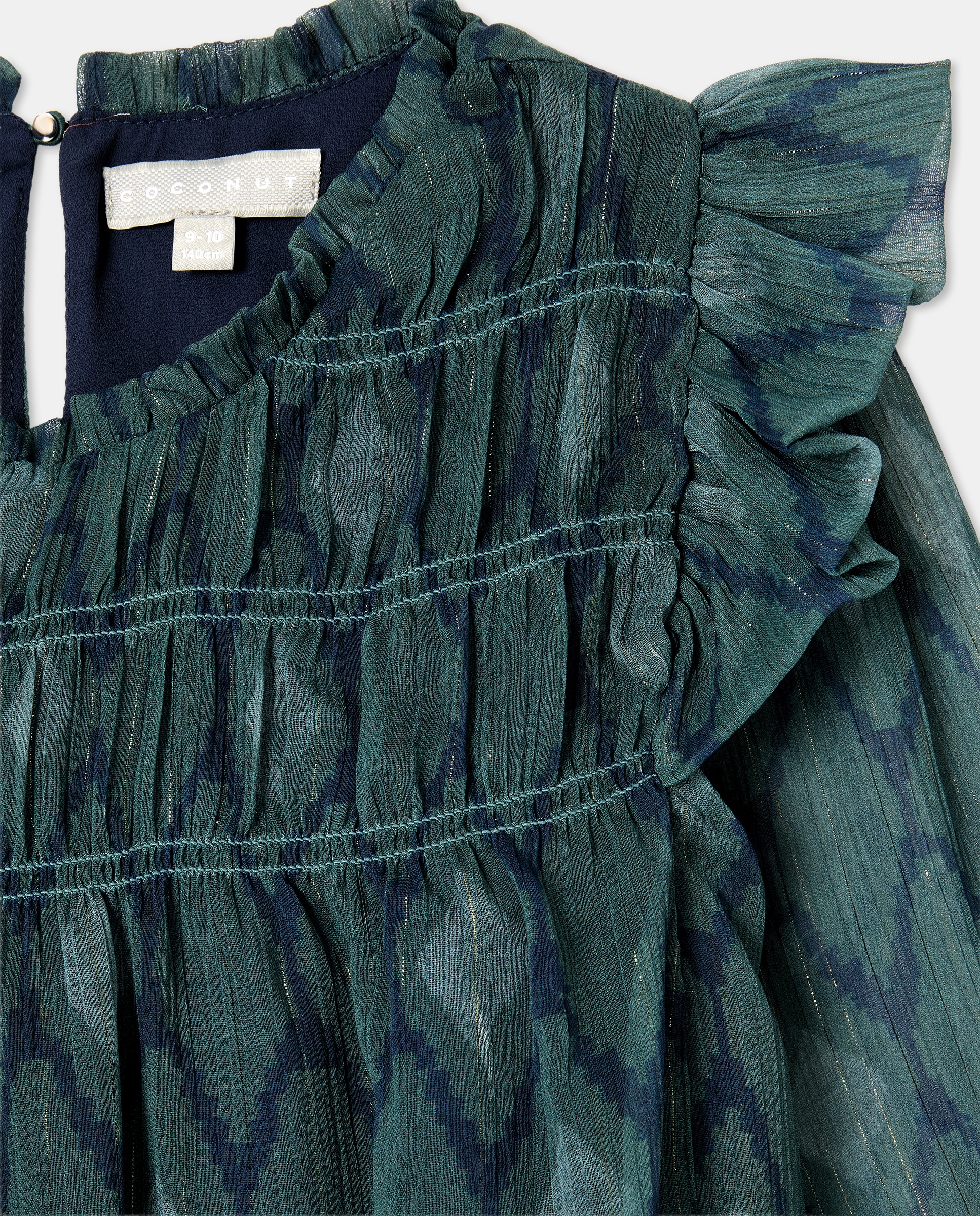 Blusa de Chiffon com Detalhe em Fio Metalizado, Franzidos e Manga Comprida Verde-6