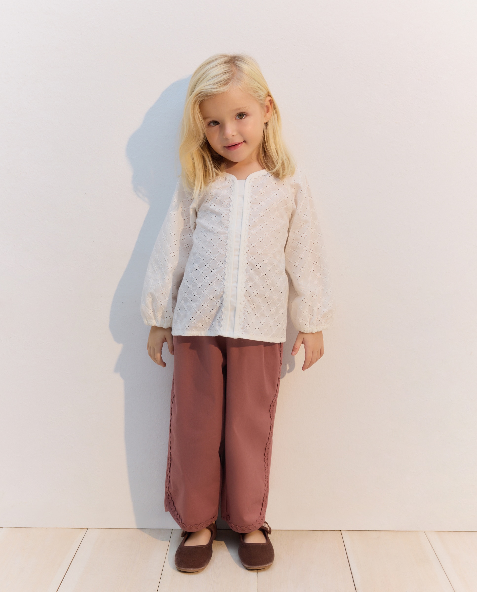 Blusa manga larga de niña con bordado detalle picuela - Coconut El Corte Inglés - 120 Crudo 120 Crudo-2