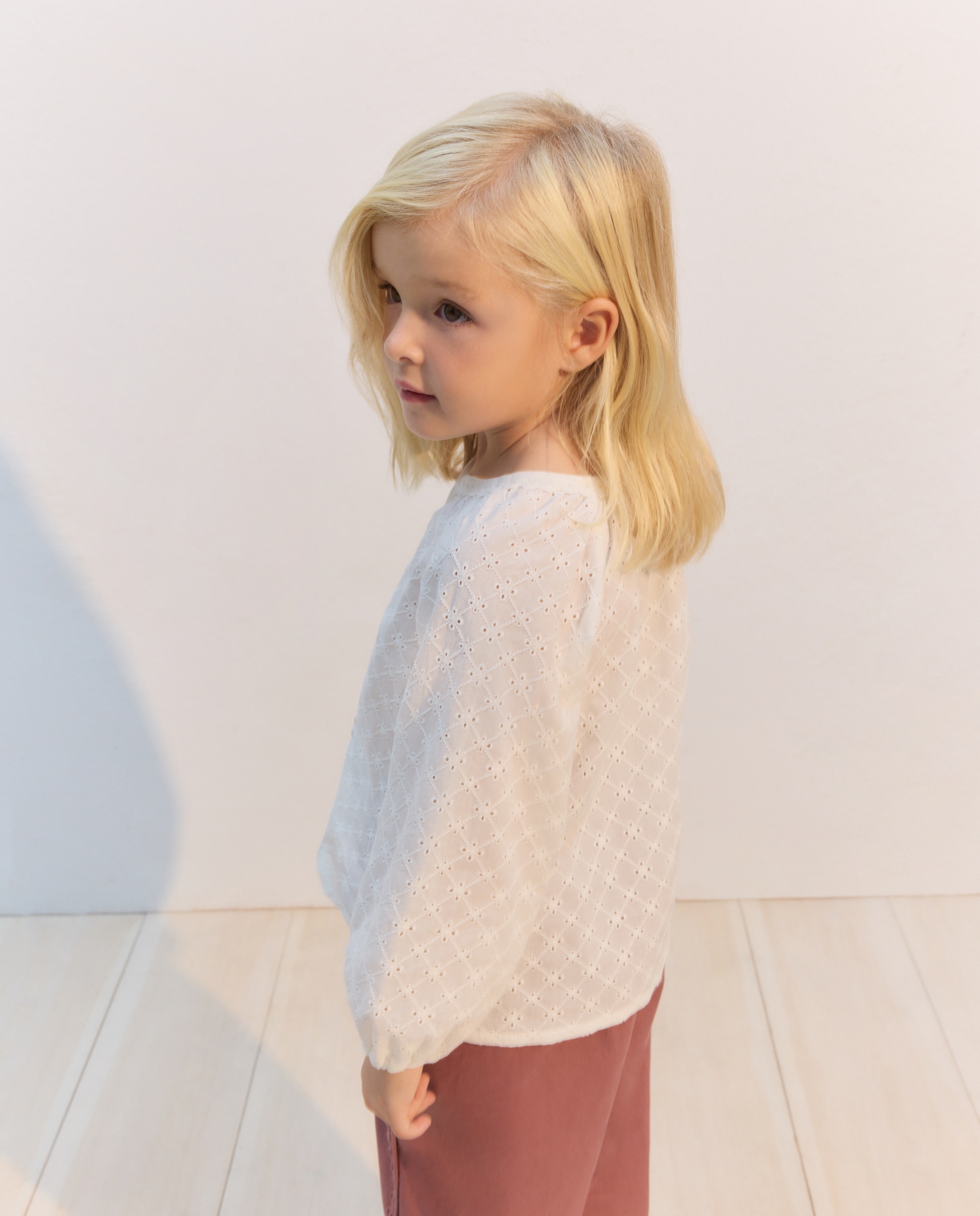 Blusa manga larga de niña con bordado detalle picuela - Coconut El Corte Inglés - 120 Crudo 120 Crudo-3