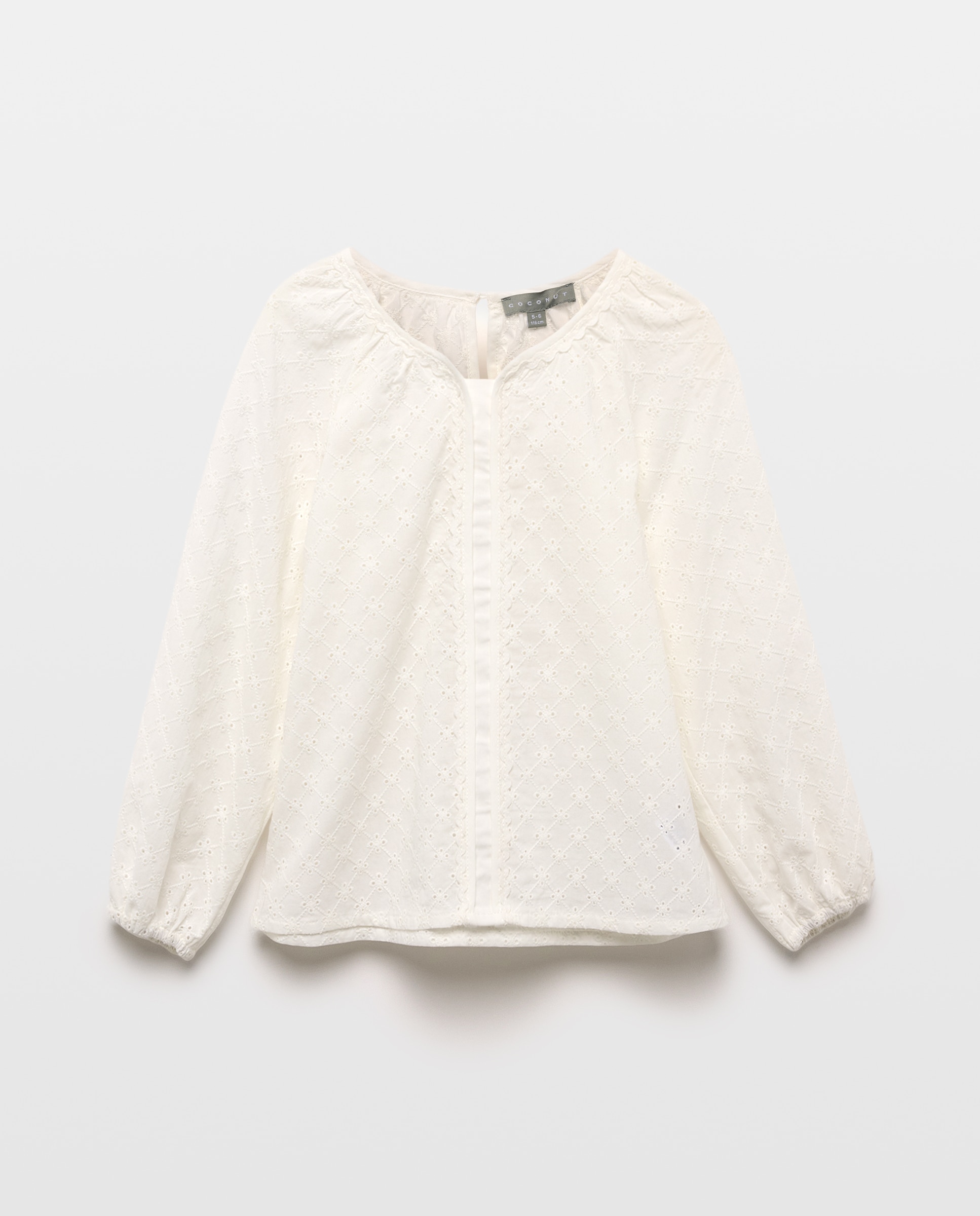 Blusa manga larga de niña con bordado detalle picuela - Coconut El Corte Inglés - 120 Crudo 120 Crudo-4