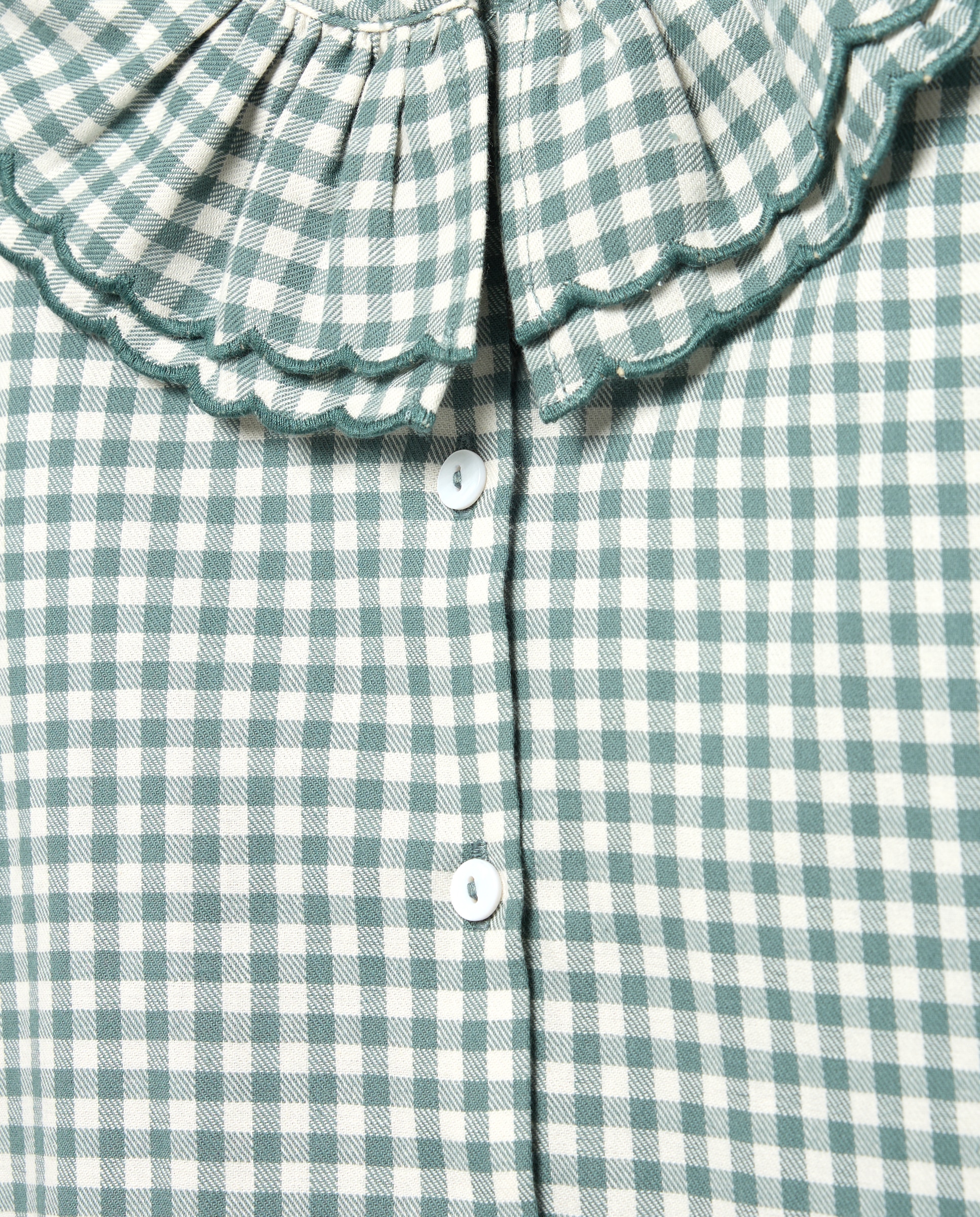 Blusa de Manga Comprida com Festão e Vichy Duplo Coconut El Corte Inglés Verde-6