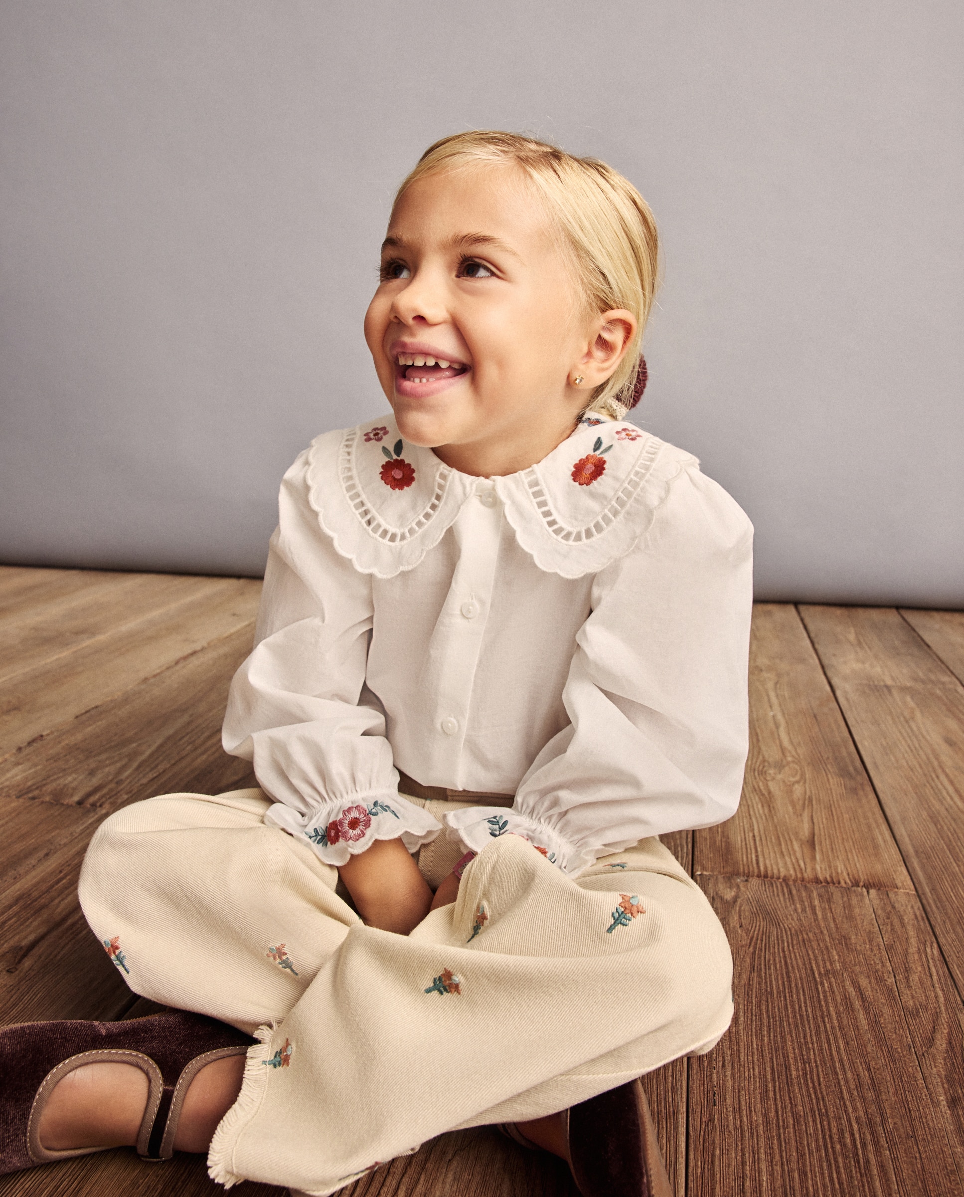 Blusa manga larga cuello flores grandes de niña - Coconut El Corte Inglés - Blanco roto Blanco roto-2