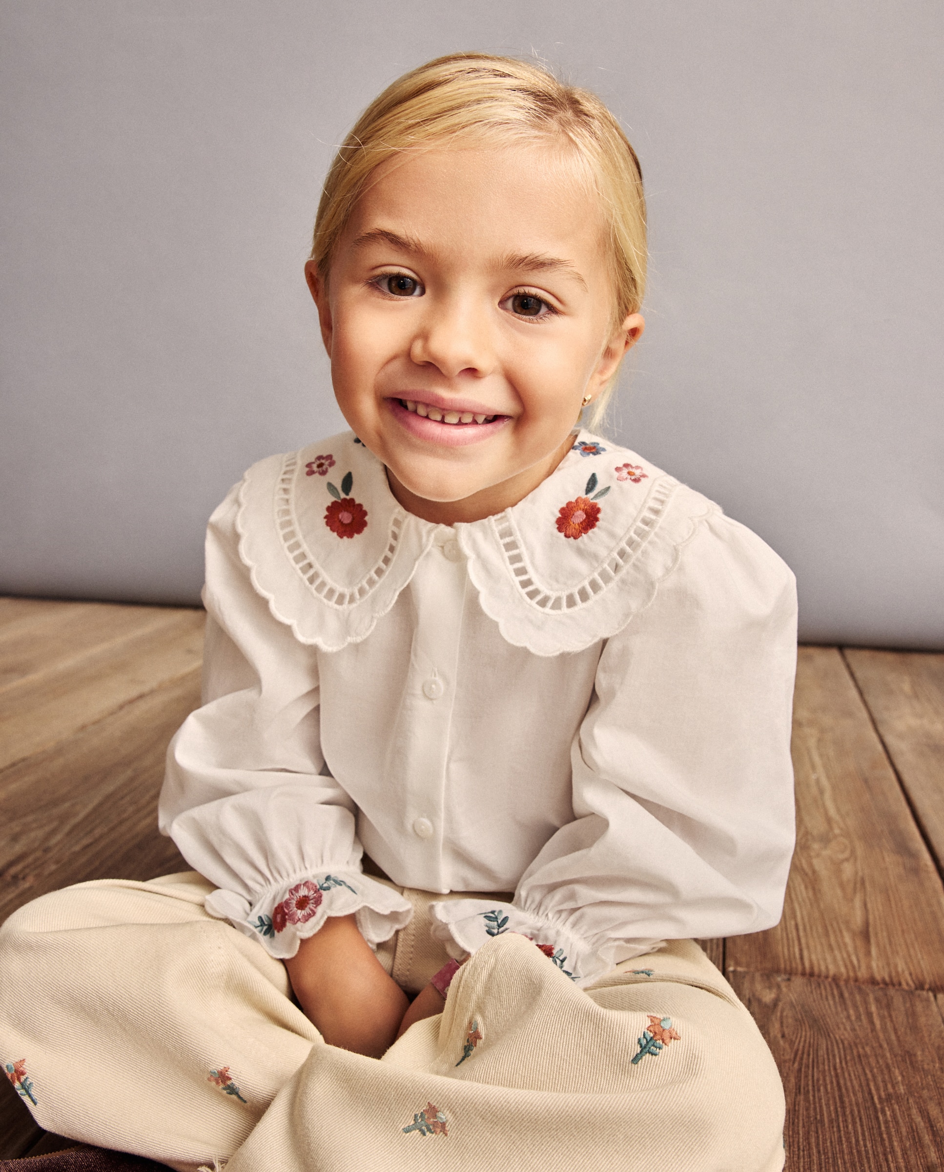 Blusa manga larga cuello flores grandes de niña - Coconut El Corte Inglés - Blanco roto Blanco roto-3