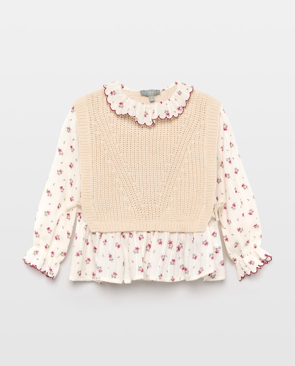 Imagem 0 de Blusa Combinada de Malha com Manga Comprida e All Over Print Floral