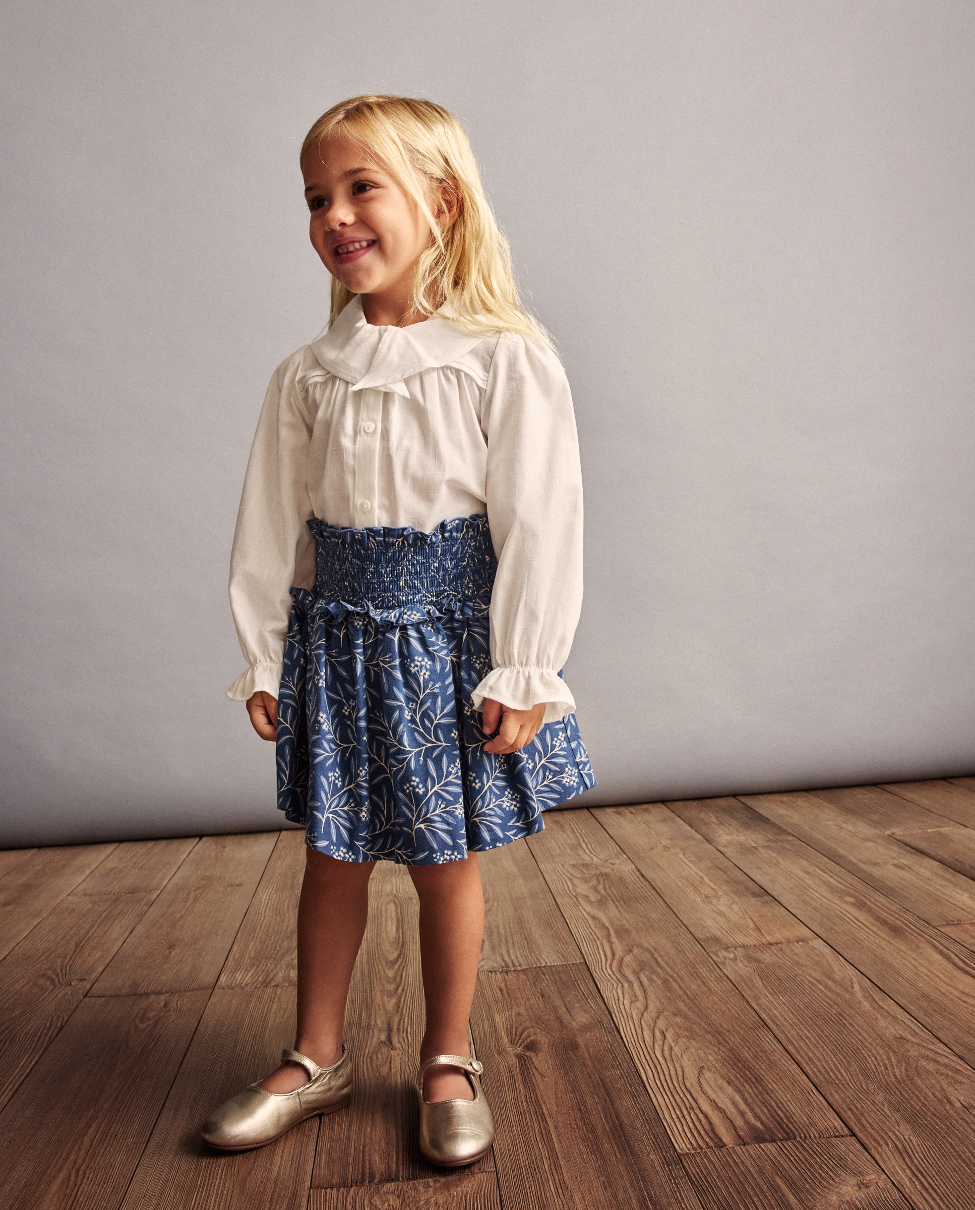 Blusa ao Xadrez com Manga Comprida e Laço Coconut El Corte Inglés Branco-marfim-2