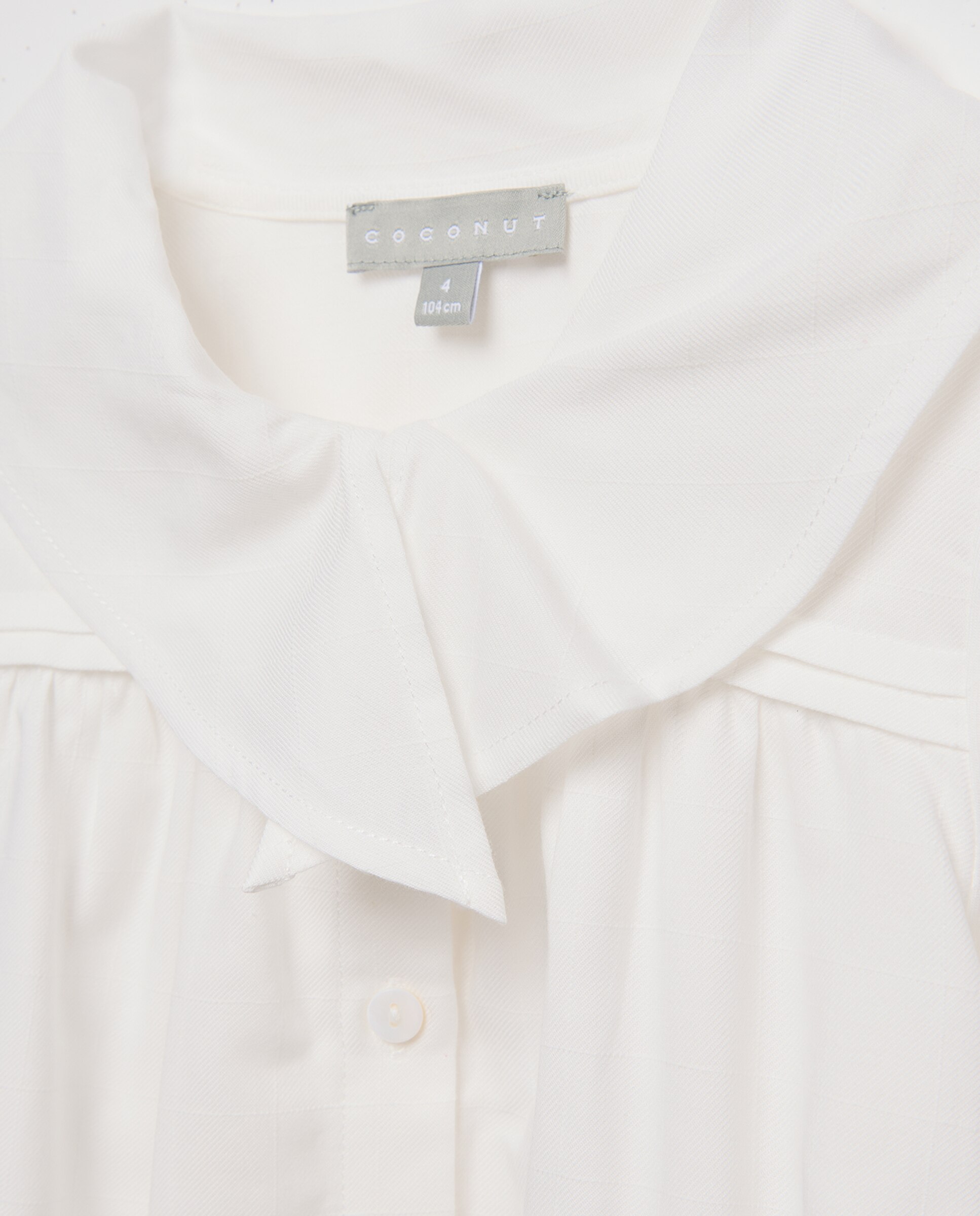 Blusa ao Xadrez com Manga Comprida e Laço Coconut El Corte Inglés Branco-marfim-5