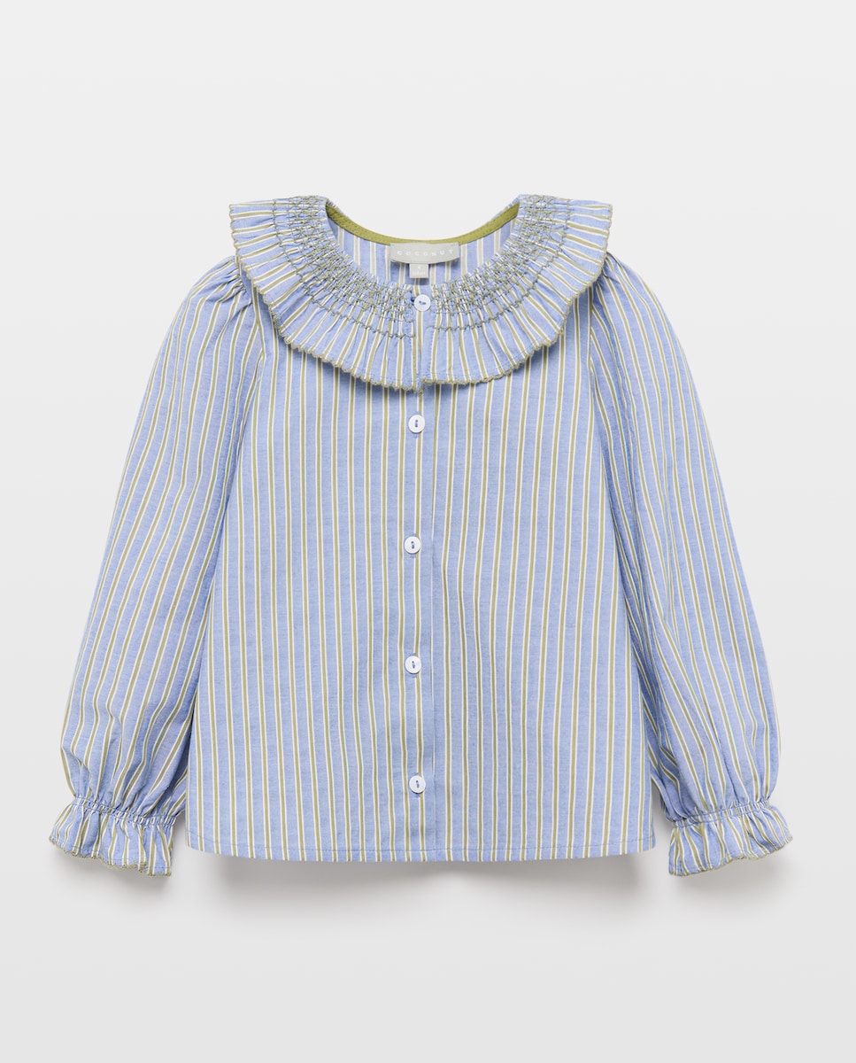 Imagem 0 de Blusa de Manga Comprida com Gola e Smock à Máquina