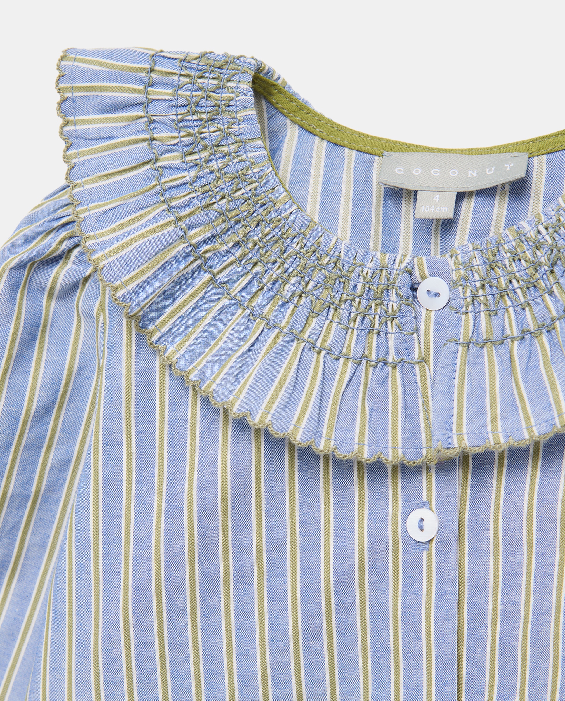 Blusa de Manga Comprida com Gola e Smock à Máquina Coconut El Corte Inglés Azul-6