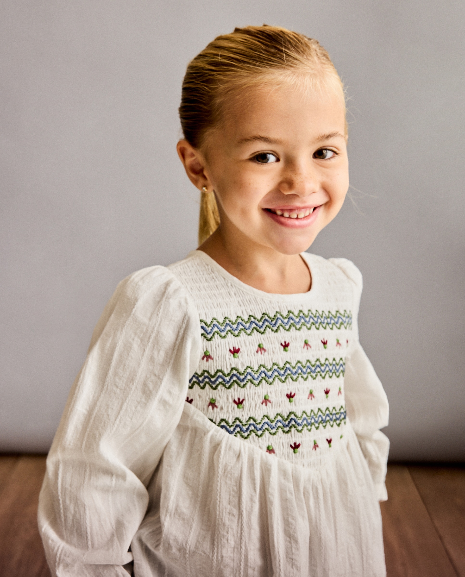 Blusa manga larga smock a máquina fantasía de niña - Coconut El Corte Inglés - Blanco roto Blanco roto-2