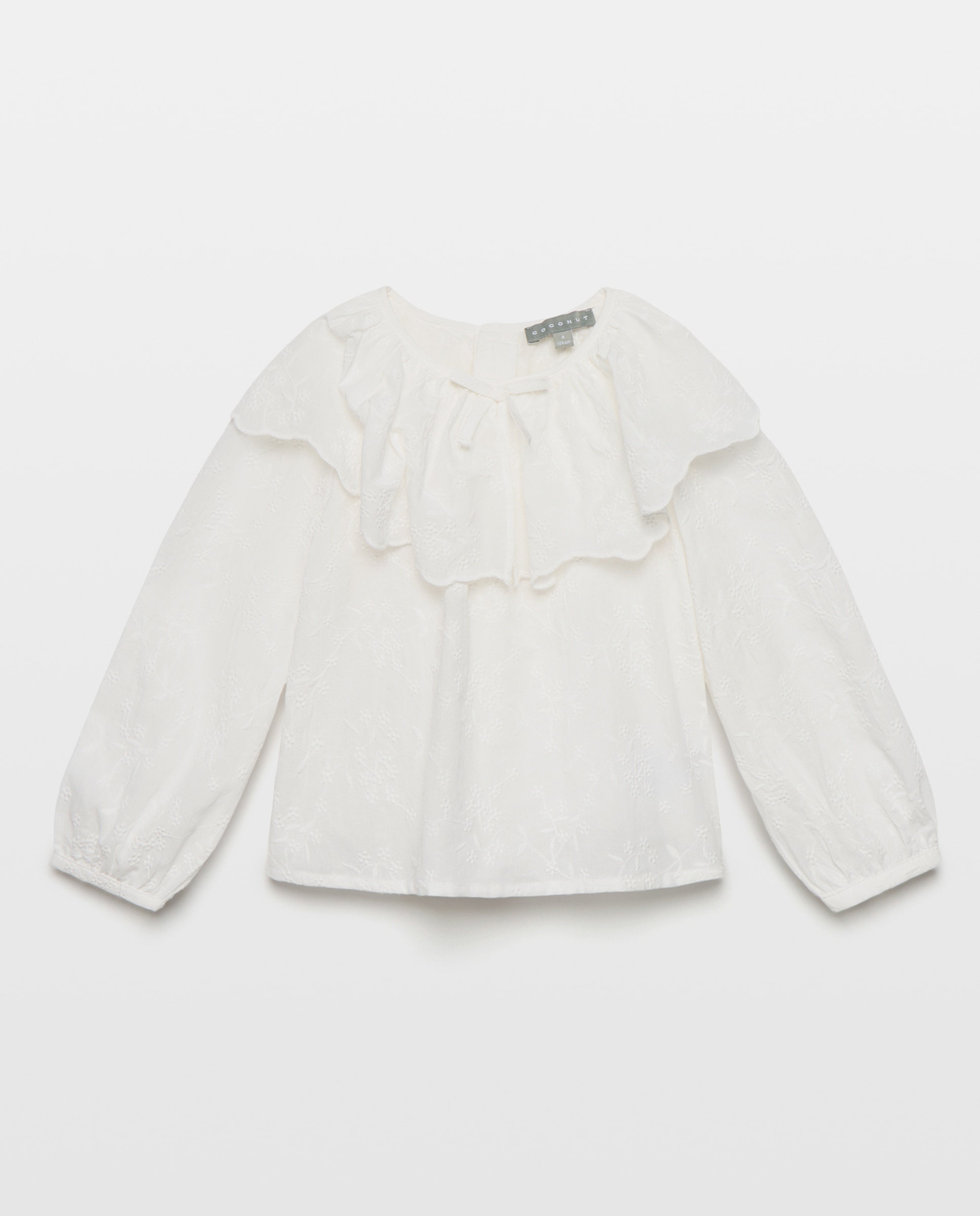 Blusa de Manga Comprida com Estrutura Bordada Branco-marfim-5