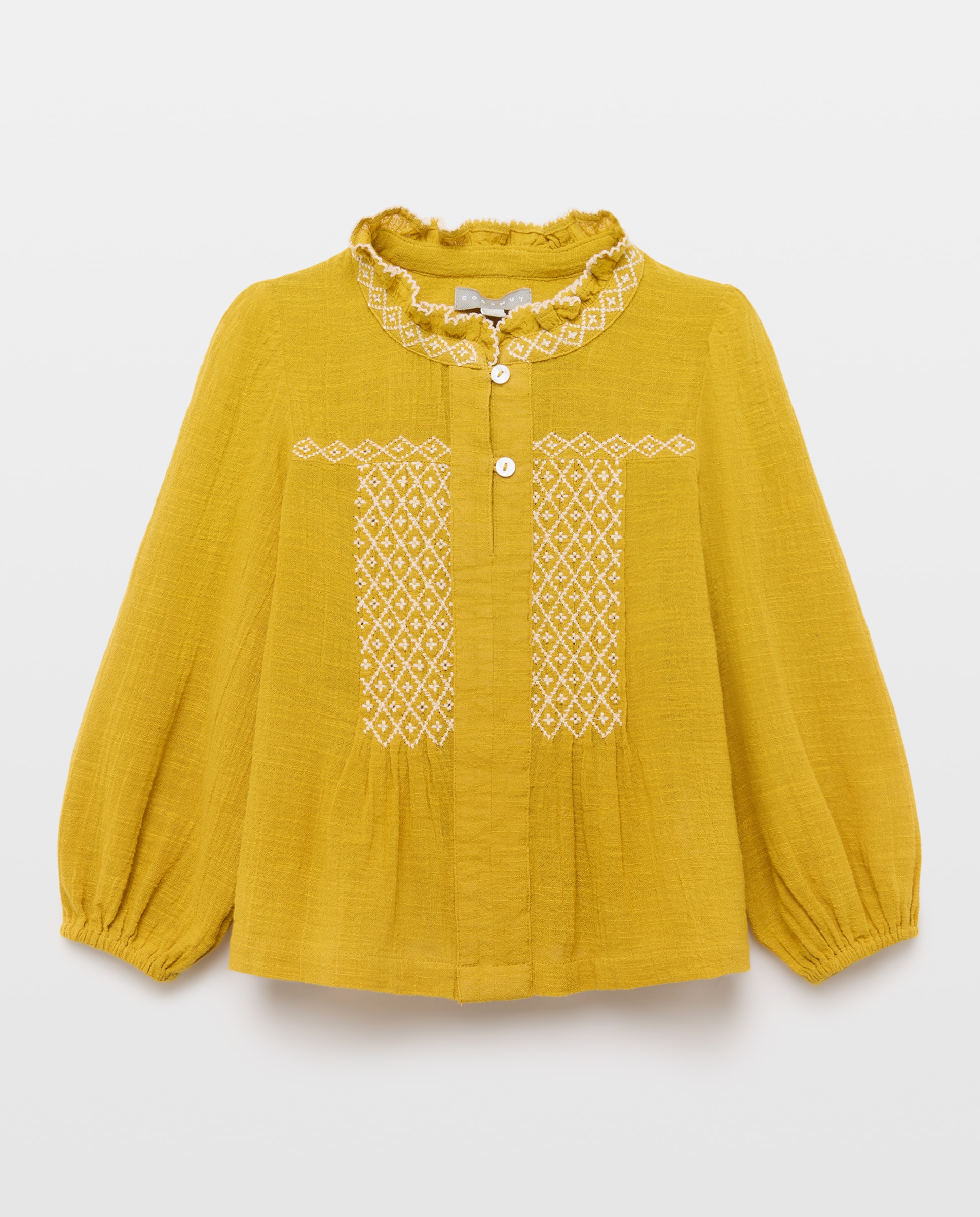 Imagem 0 de Blusa de Manga Comprida com Smock à Mão com Contraste