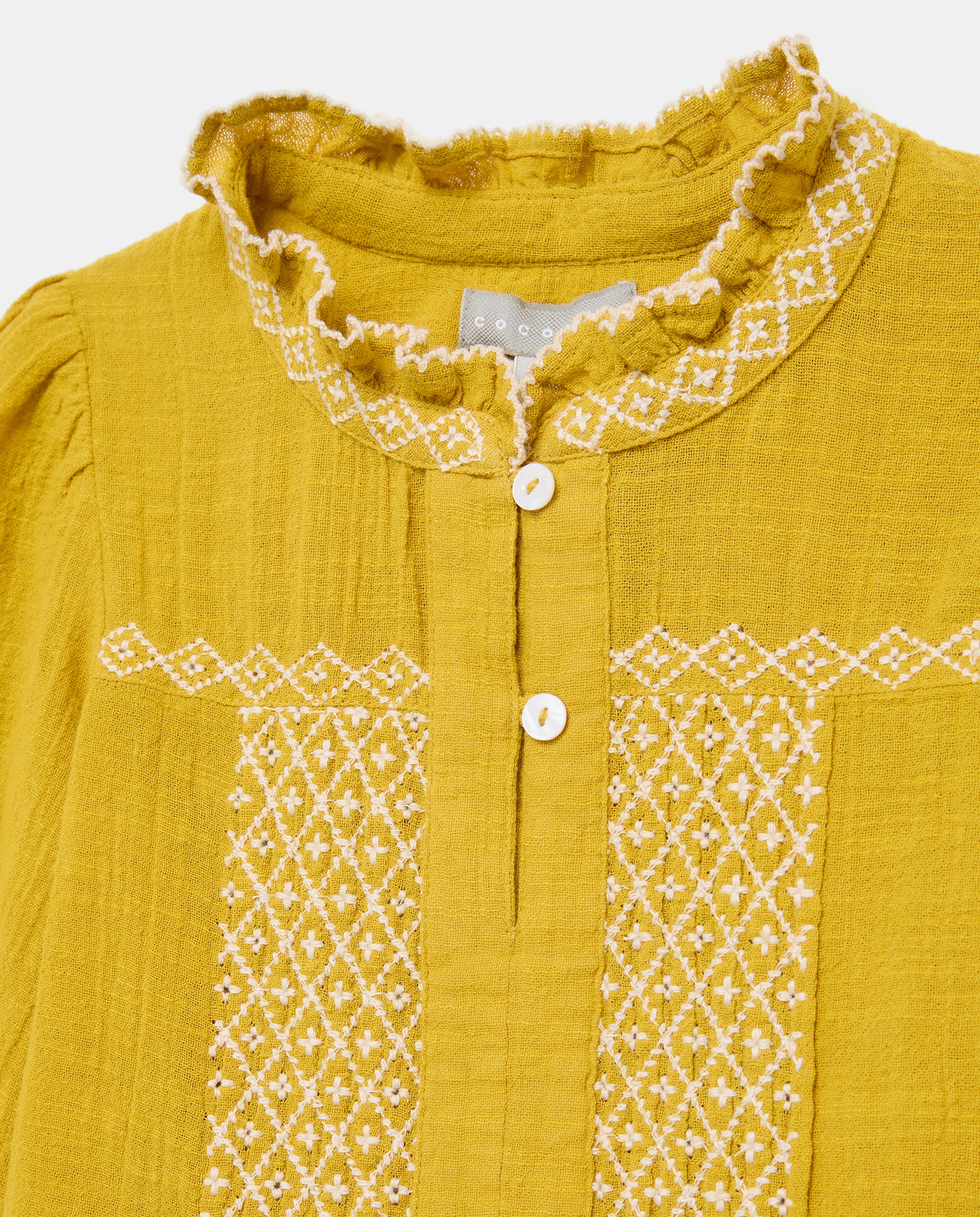 Blusa de Manga Comprida com Smock à Mão com Contraste Coconut El Corte Inglés 371 Óleo-2