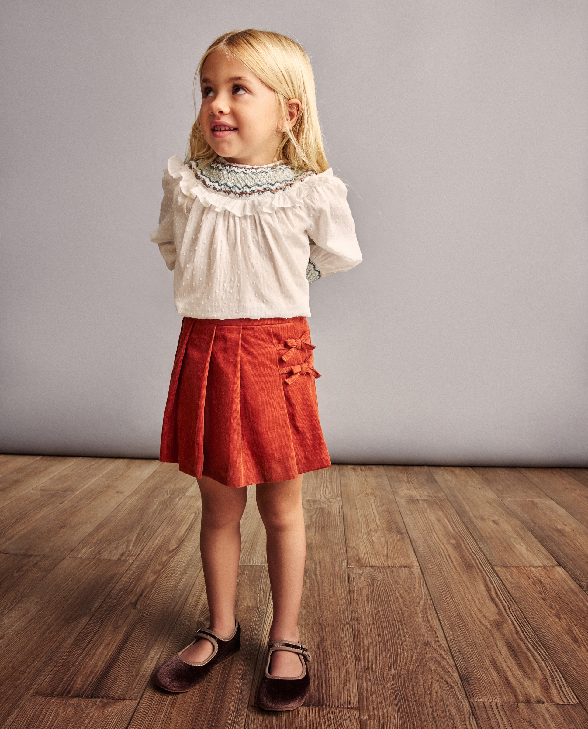 Blusa de Manga Comprida com Smock à Mão Coconut El Corte Inglés Branco-2