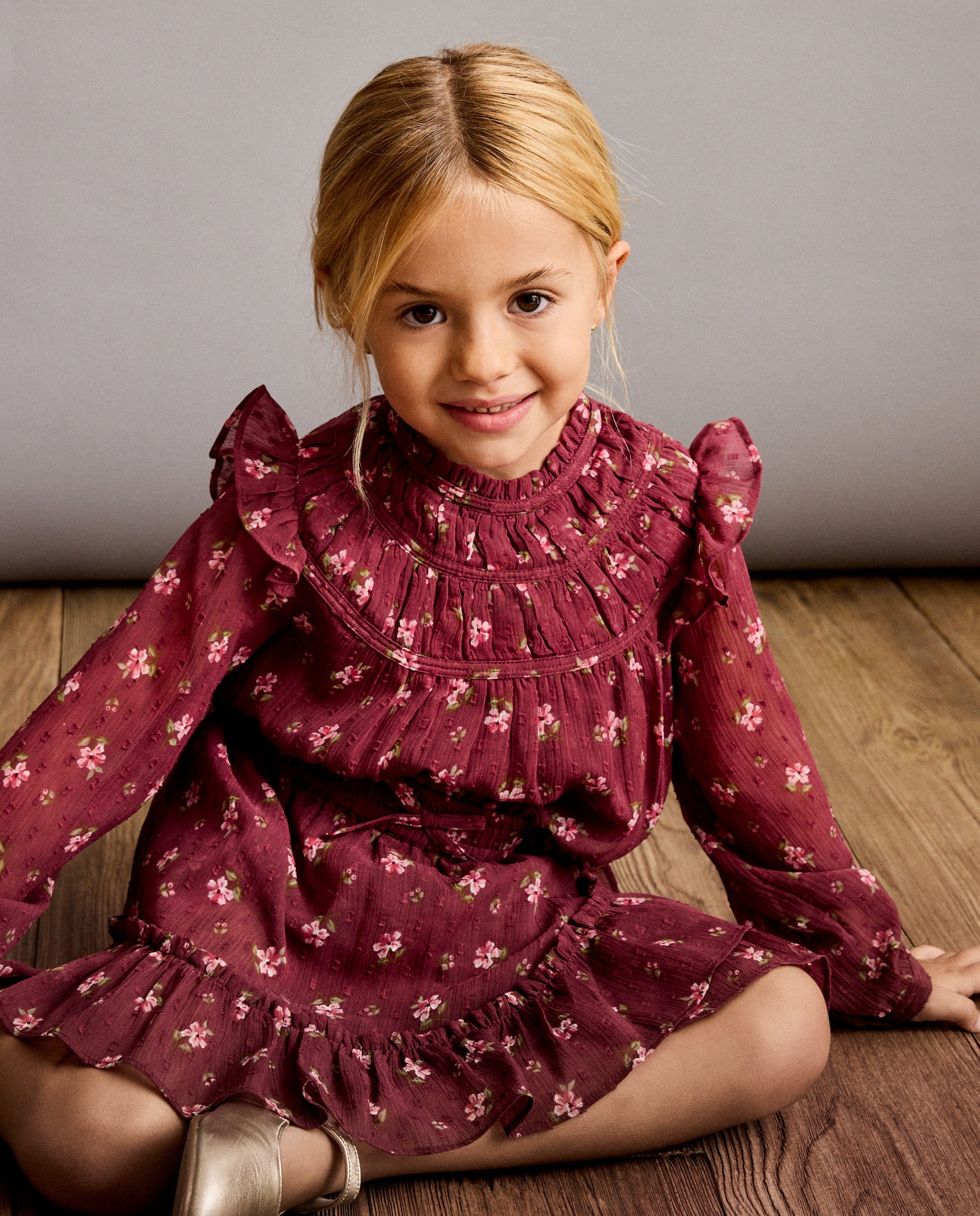 Camisa manga larga estampada con tiras bordadas en el canesú de niña - Coconut El Corte Inglés - Rosa Rosa-1