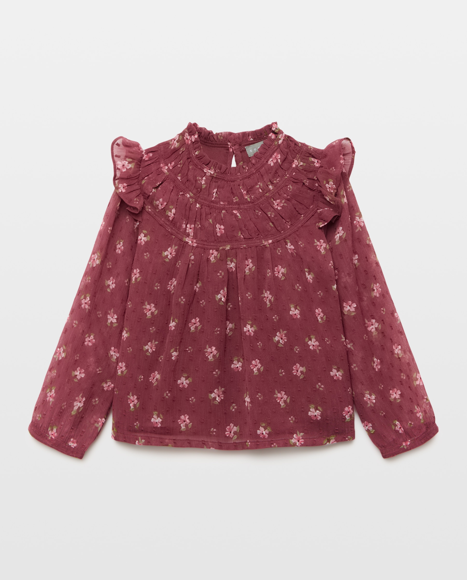 Camisa manga larga estampada con tiras bordadas en el canesú de niña - Coconut El Corte Inglés - Rosa Rosa-4