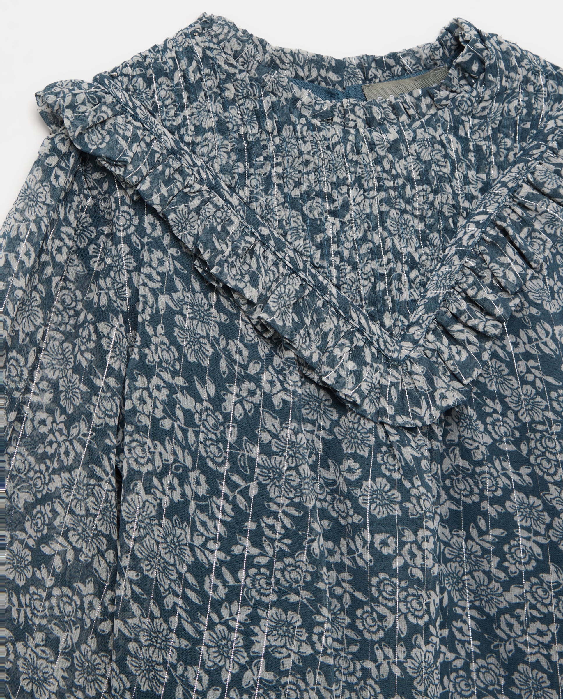 Blusa Ondulada com All Over Print Floral Azul-5