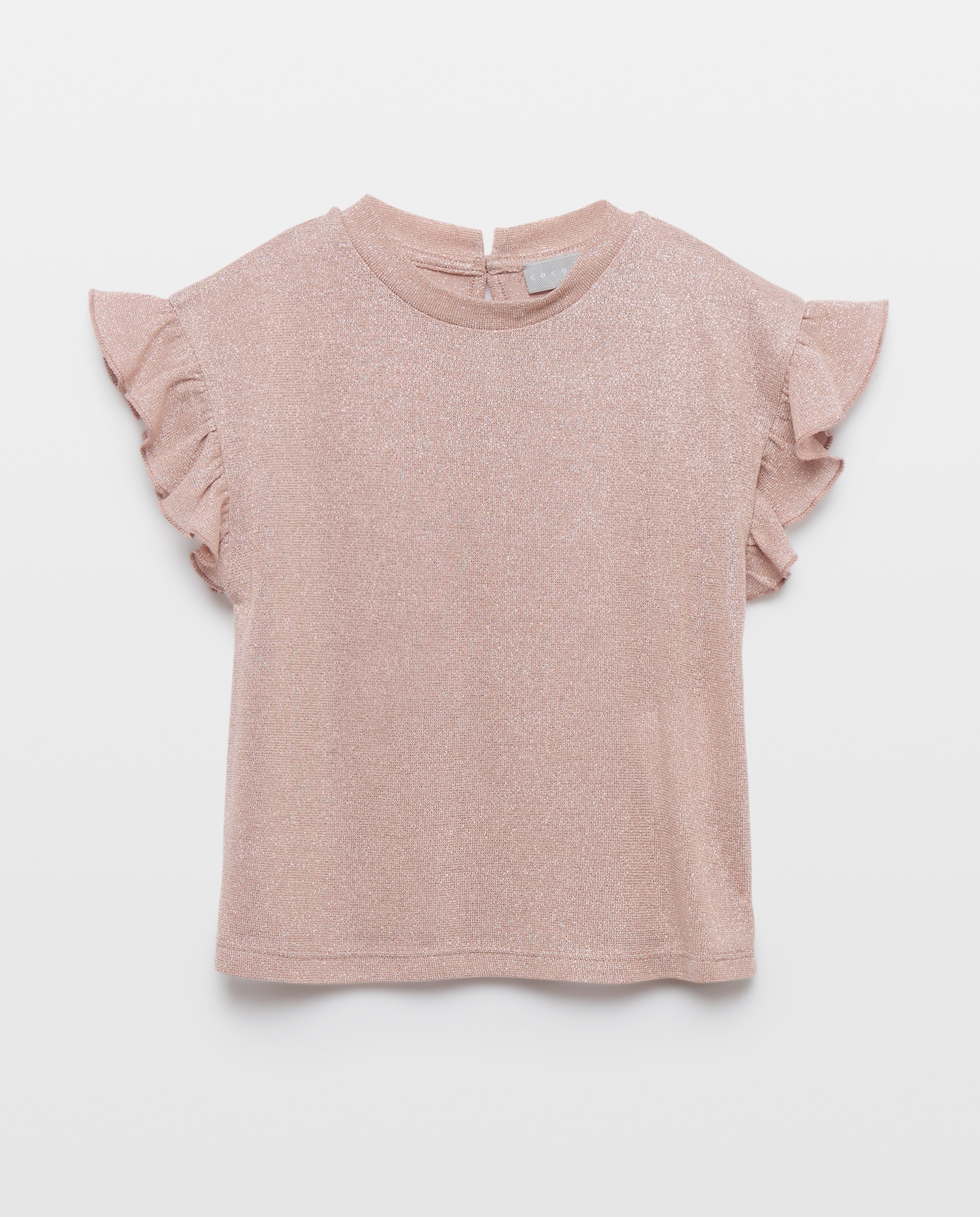 T-shirt em Tecido de Fio Metalizado com Mangas com Folho Coconut El Corte Inglés 220 Rosa Pálido-4