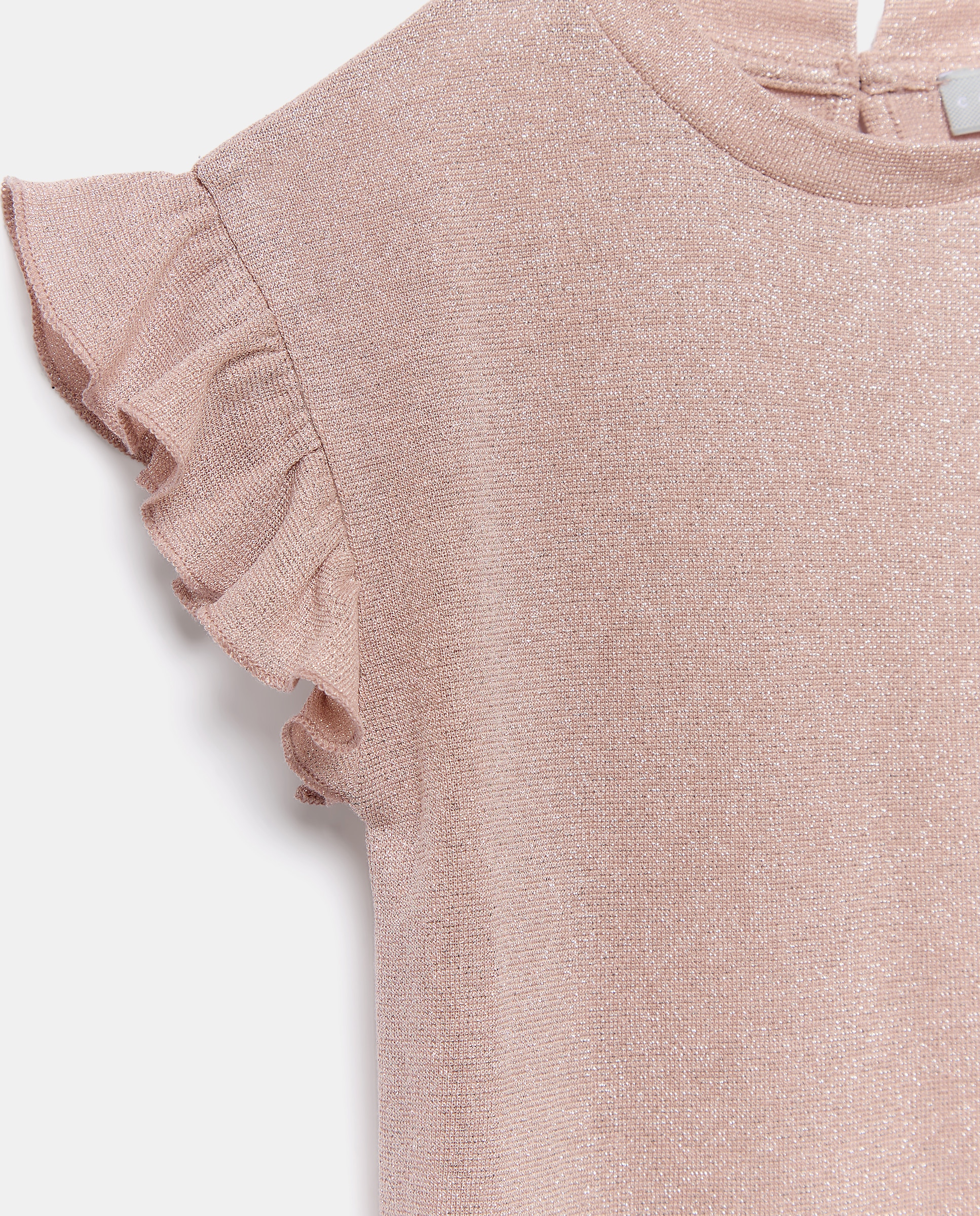 T-shirt em Tecido de Fio Metalizado com Mangas com Folho Coconut El Corte Inglés 220 Rosa Pálido-5