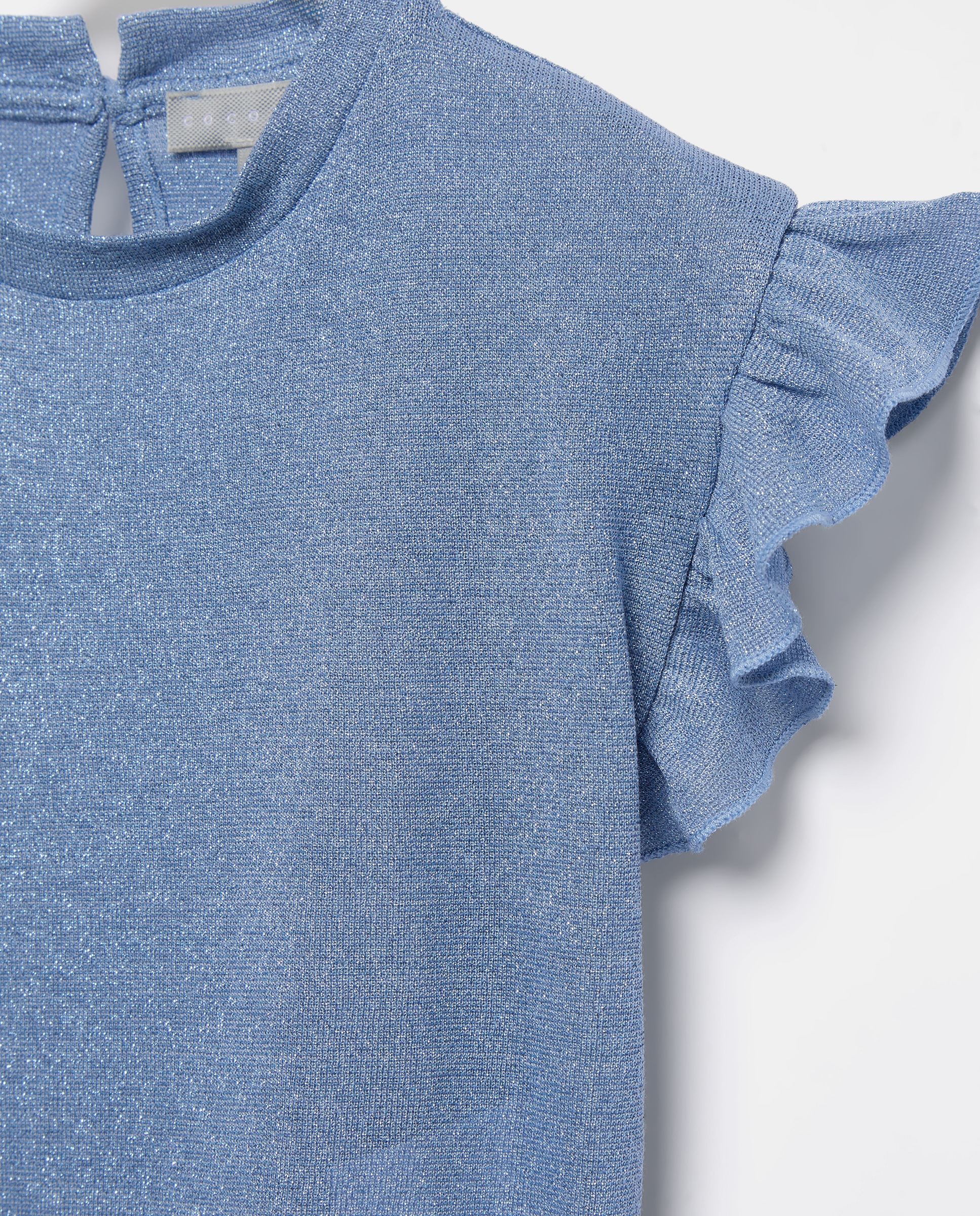 T-shirt em Tecido de Fio Metalizado com Mangas com Folho Coconut El Corte Inglés 410 Azul Claro-5