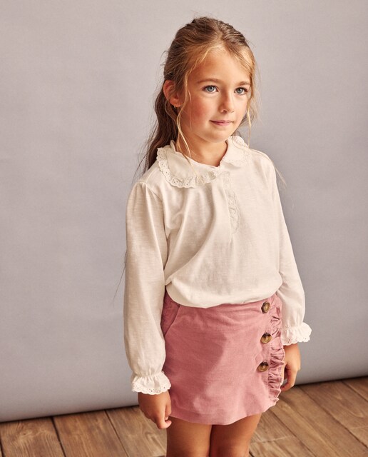 Imagem 0 de T-shirt Slub com Gola Bebé e Carcela