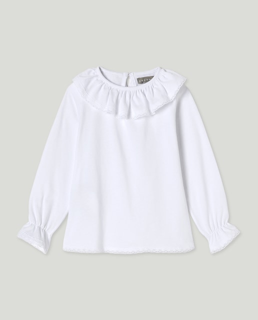 Imagem 0 de Camisola Básica de Manga Comprida e Gola com Renda