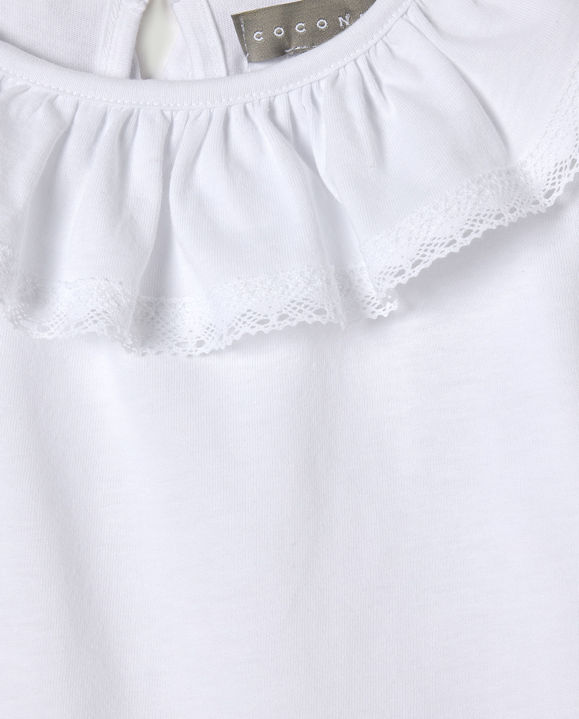 Camisola Básica de Manga Comprida e Gola com Renda 120 Cru-2