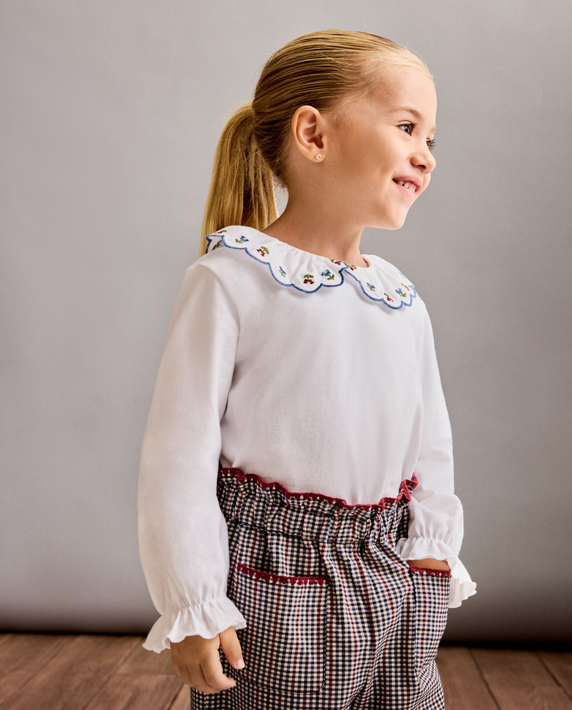 Camiseta manga larga de niña con bordado de flores - Coconut El Corte Inglés - Blanco Blanco-3