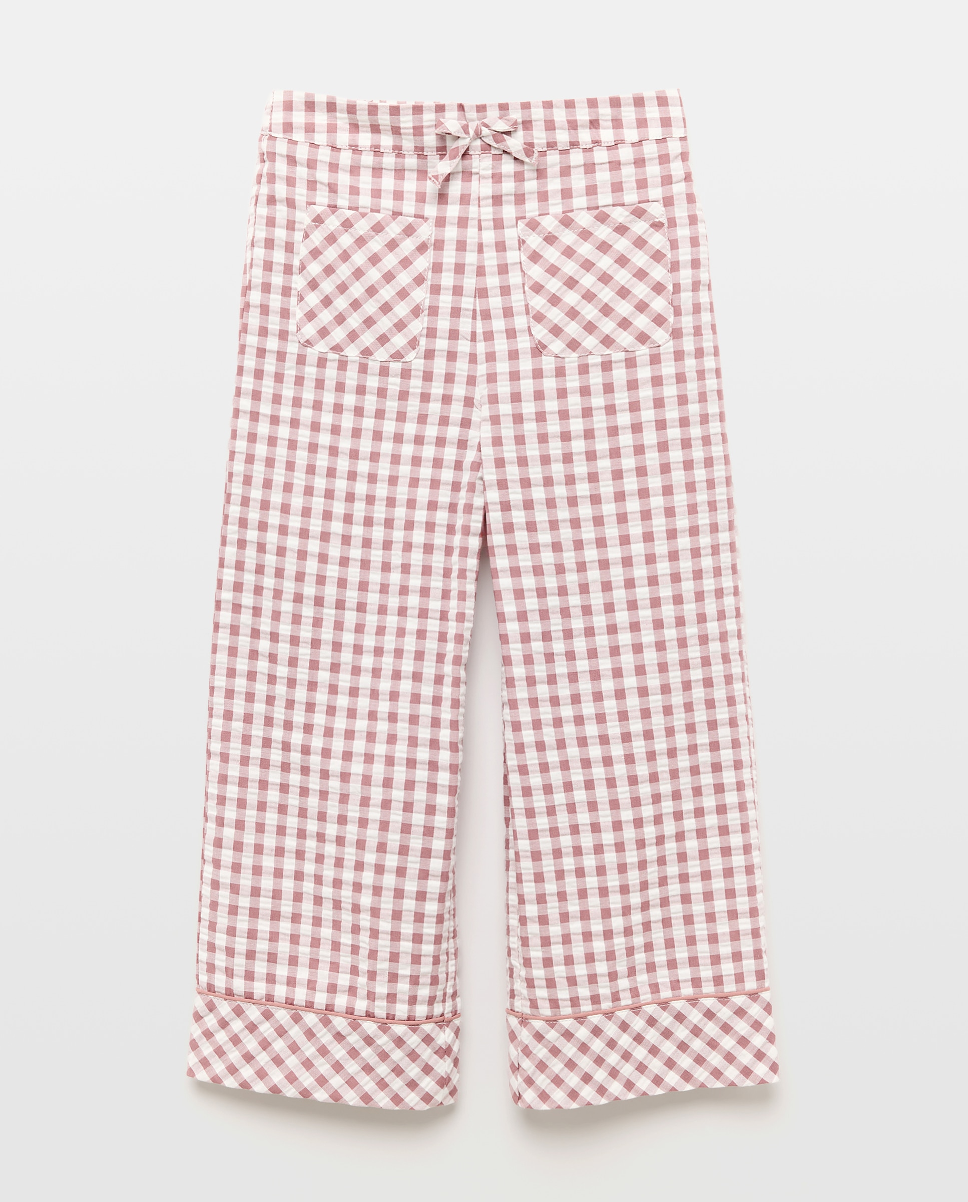 Calças com Vichy e Detalhe de Rebordo Decorativo Coconut El Corte Inglés Vermelho-4