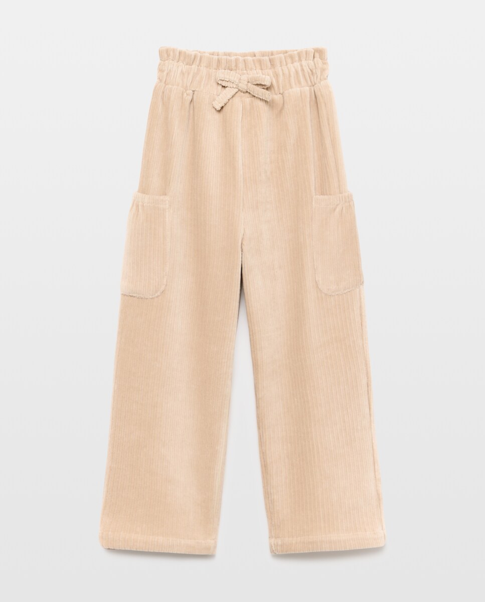 Imagen 0 de Pantalón jogger de pana con bolsillos de niña Visón claro