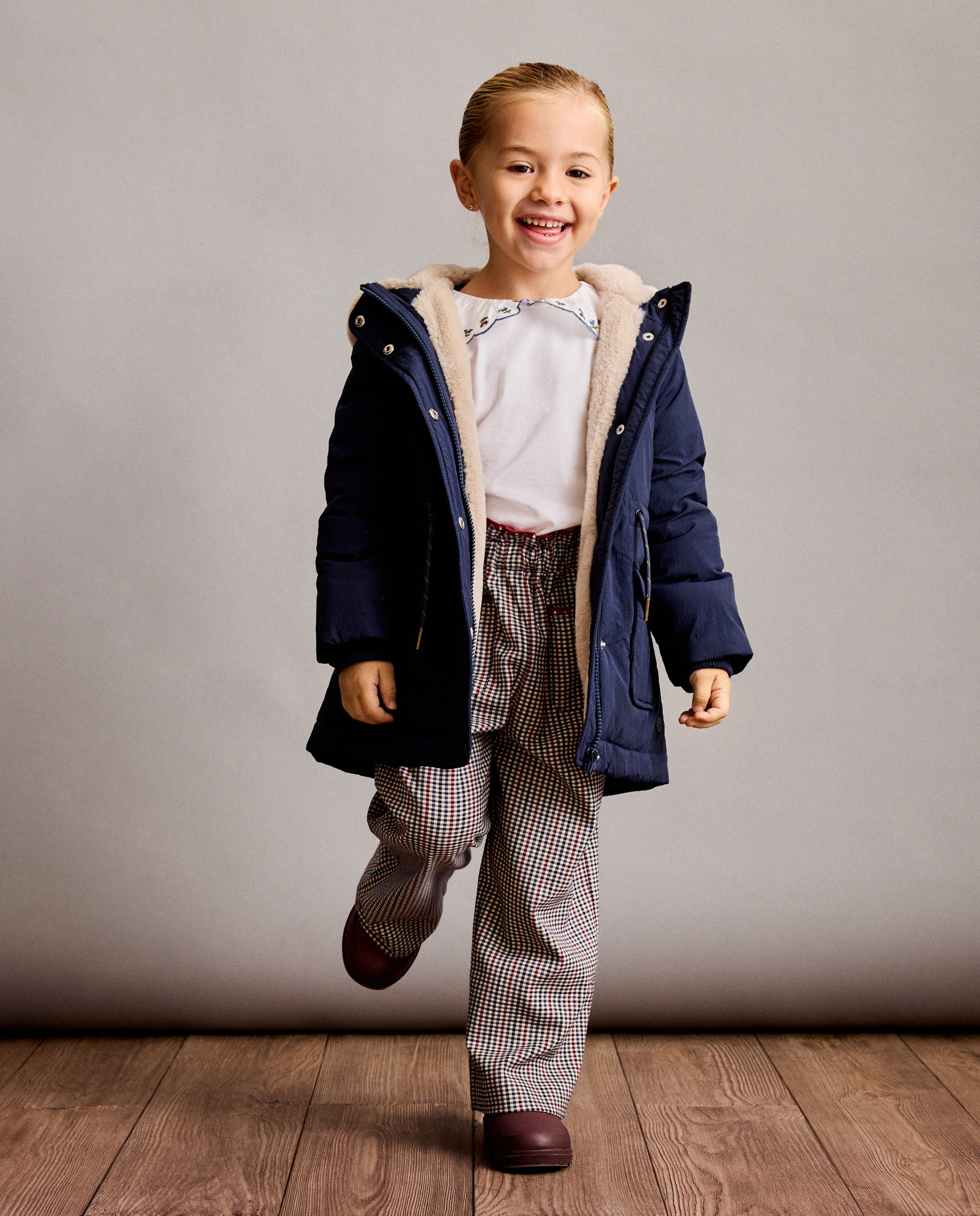 Pantalón cuadro harris cinturilla goma de niña - Coconut El Corte Inglés - Marrón Marrón-1