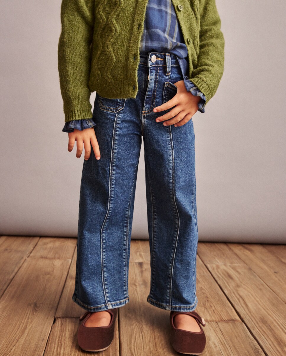 Jeans Marine com Costura à Frente Azul pálido-3