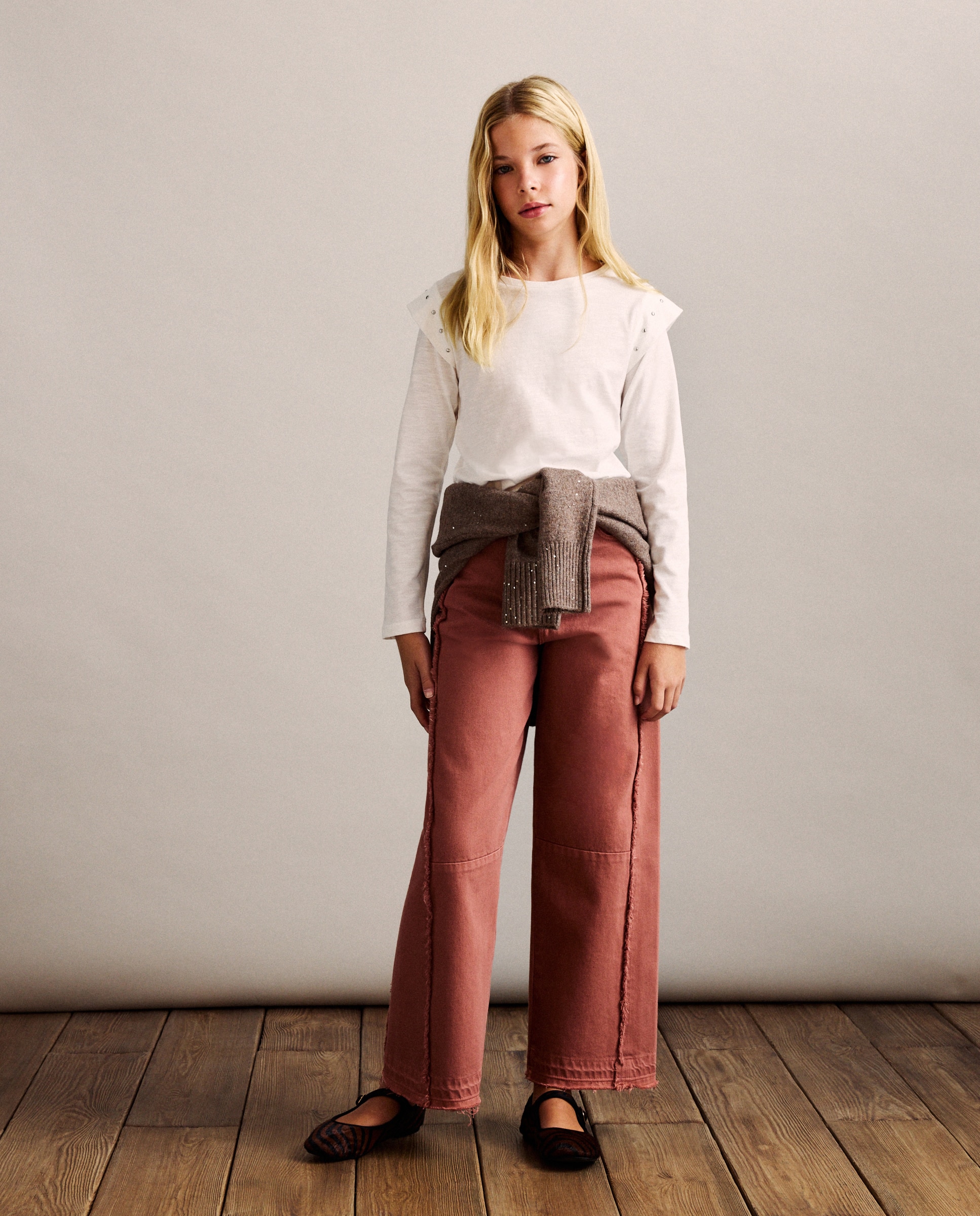 Jeans com Cortes e Costura à Frente 770 Terracota-1