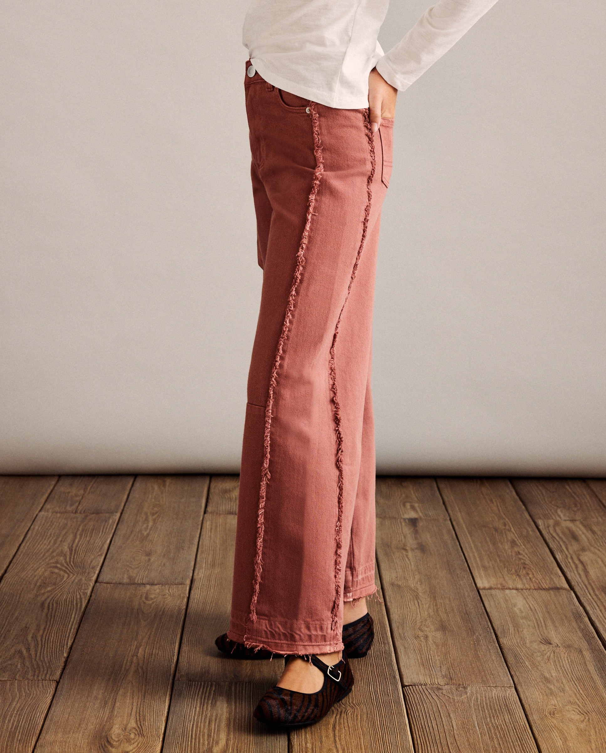 Jeans com Cortes e Costura à Frente 770 Terracota-3