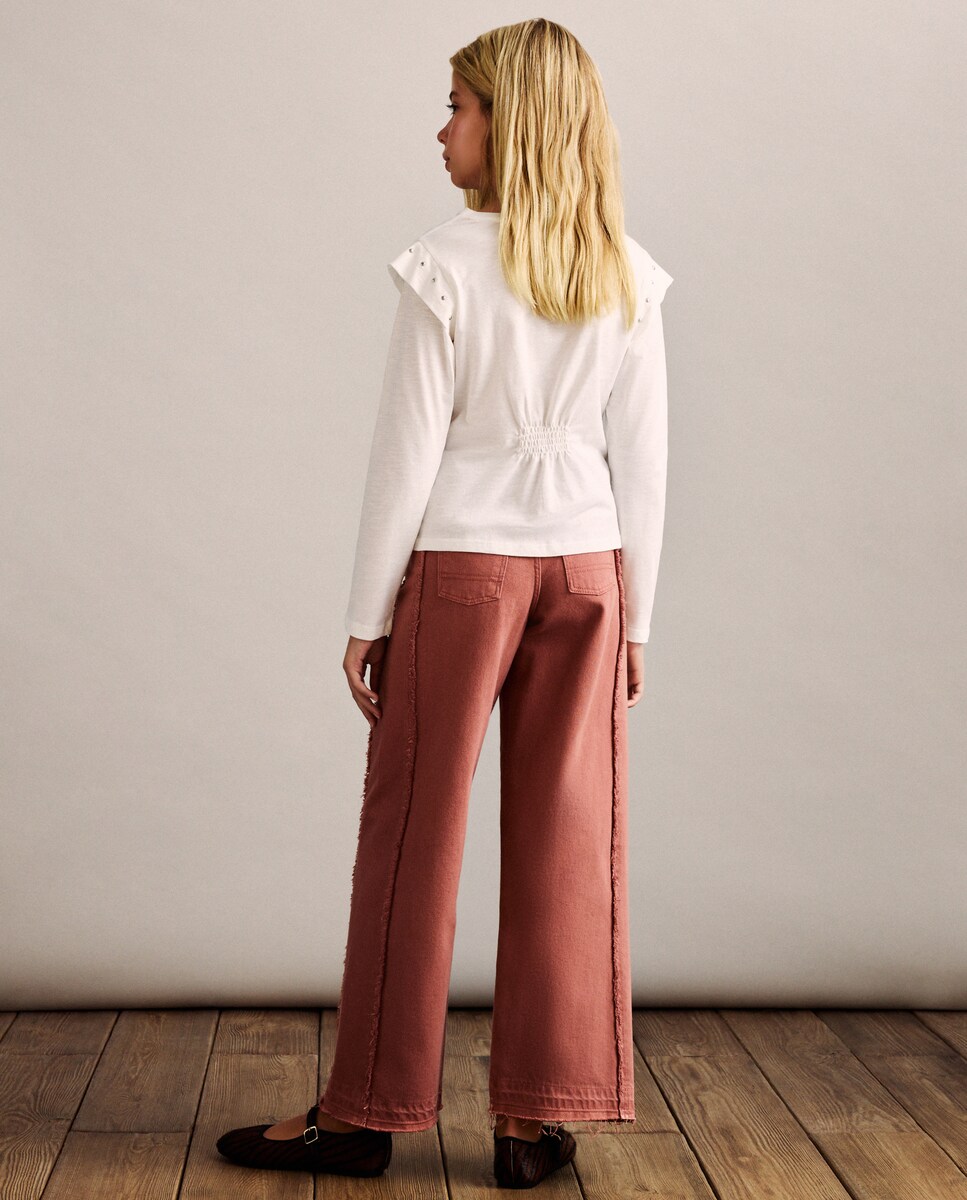 Jeans com Cortes e Costura à Frente 770 Terracota-4