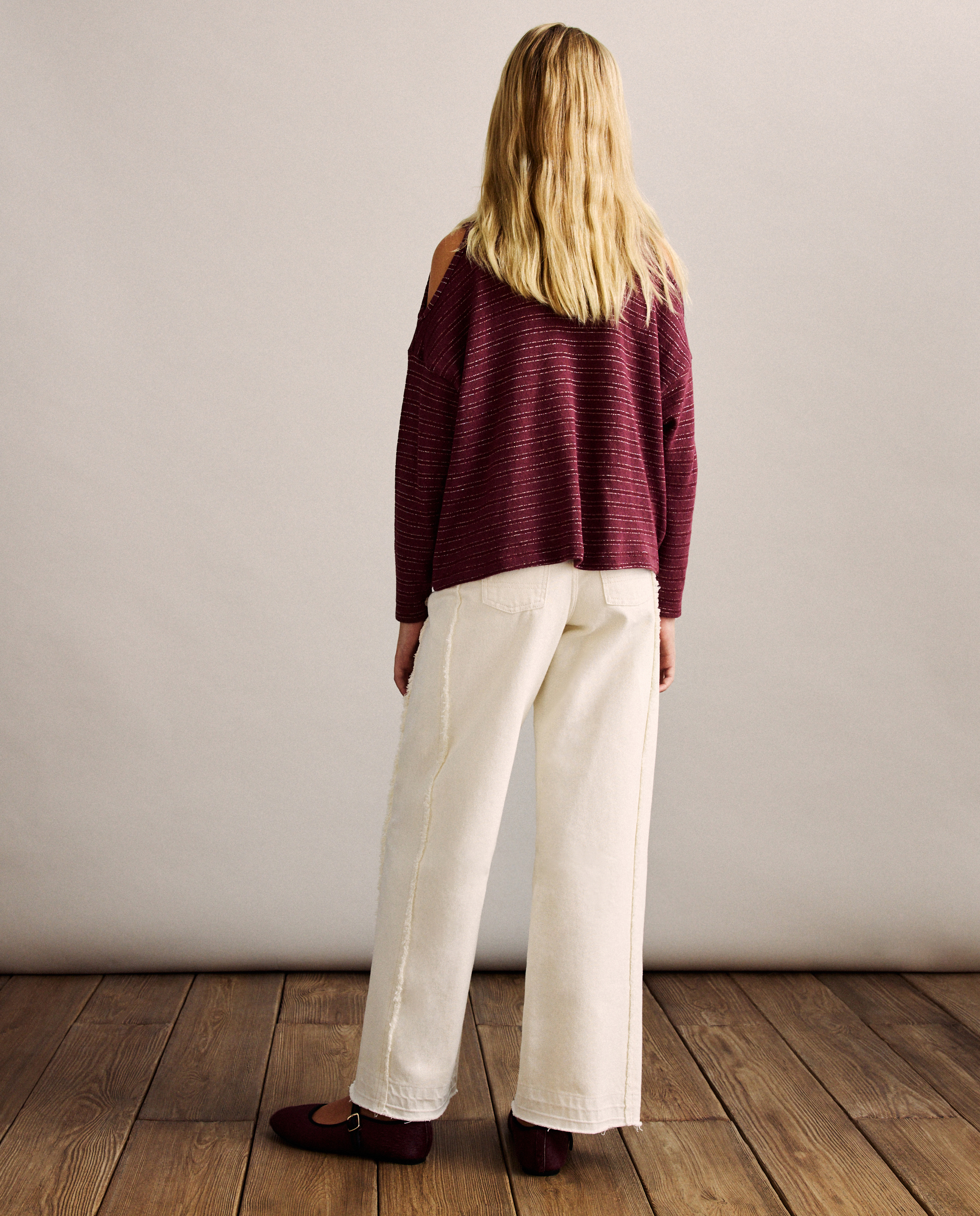 Jeans com Cortes e Costura à Frente 120 Cru-4