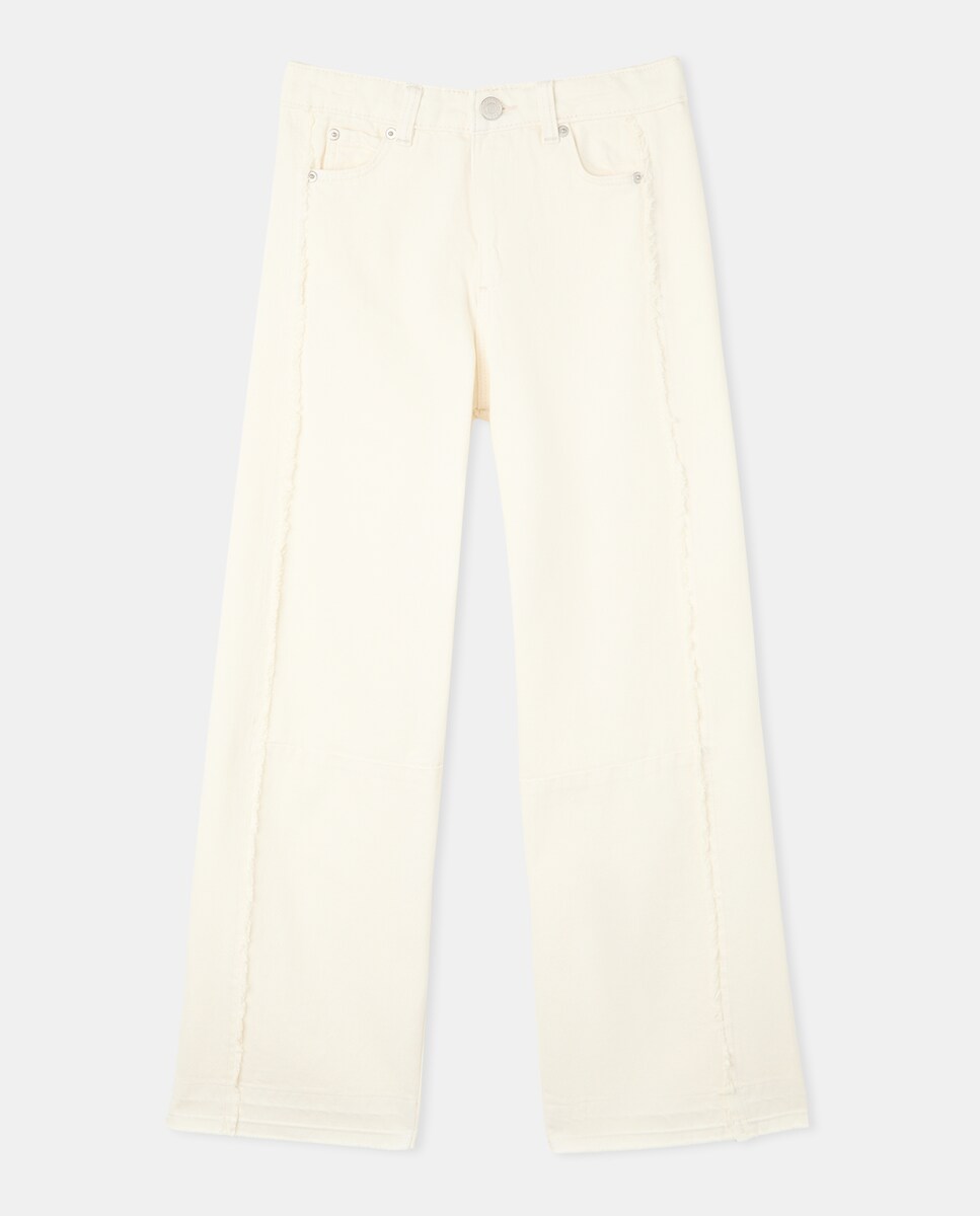 Jeans com Cortes e Costura à Frente 120 Cru-5