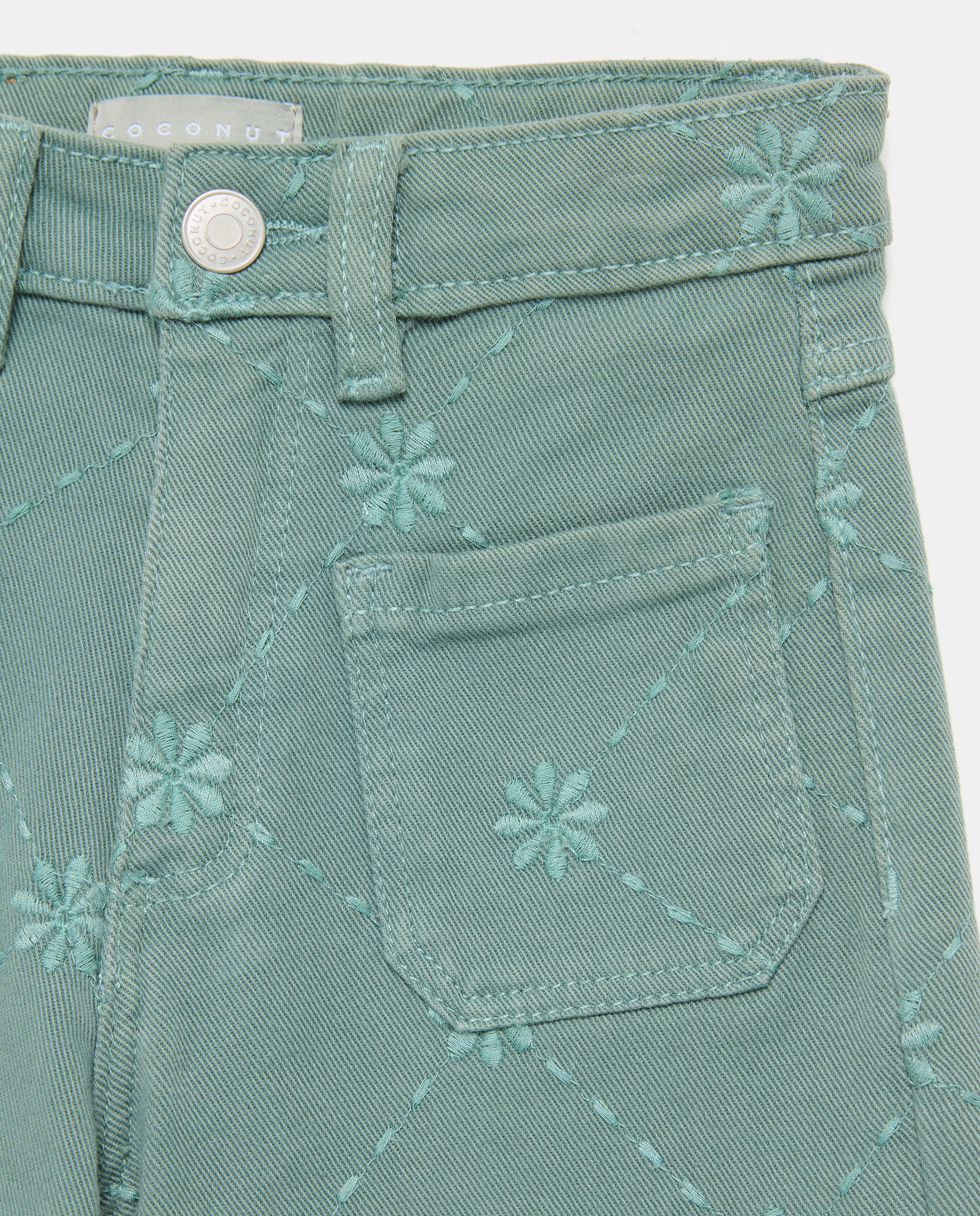 Pantalón de niña vaquero con bordado suizo - Coconut El Corte Inglés - Verde billar Verde billar-5
