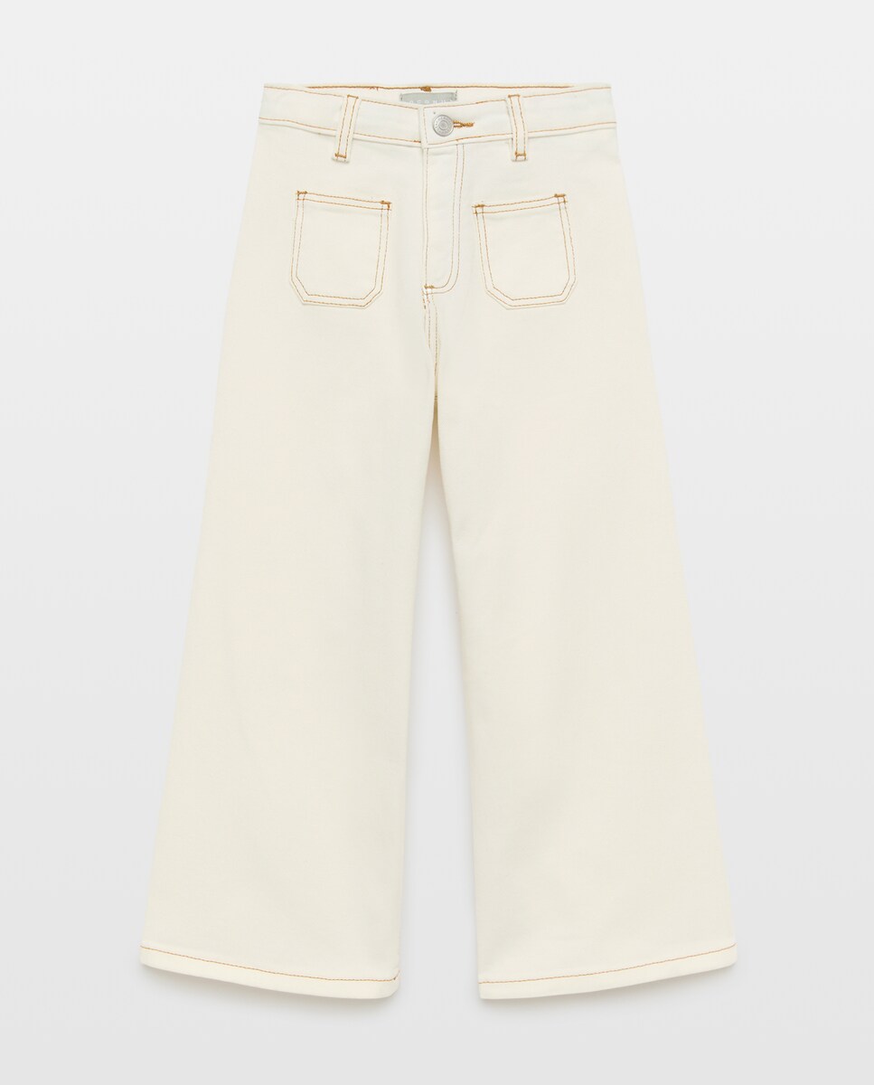 Imagen 0 de Pantalón de niña vaquero marine liso 120 Crudo