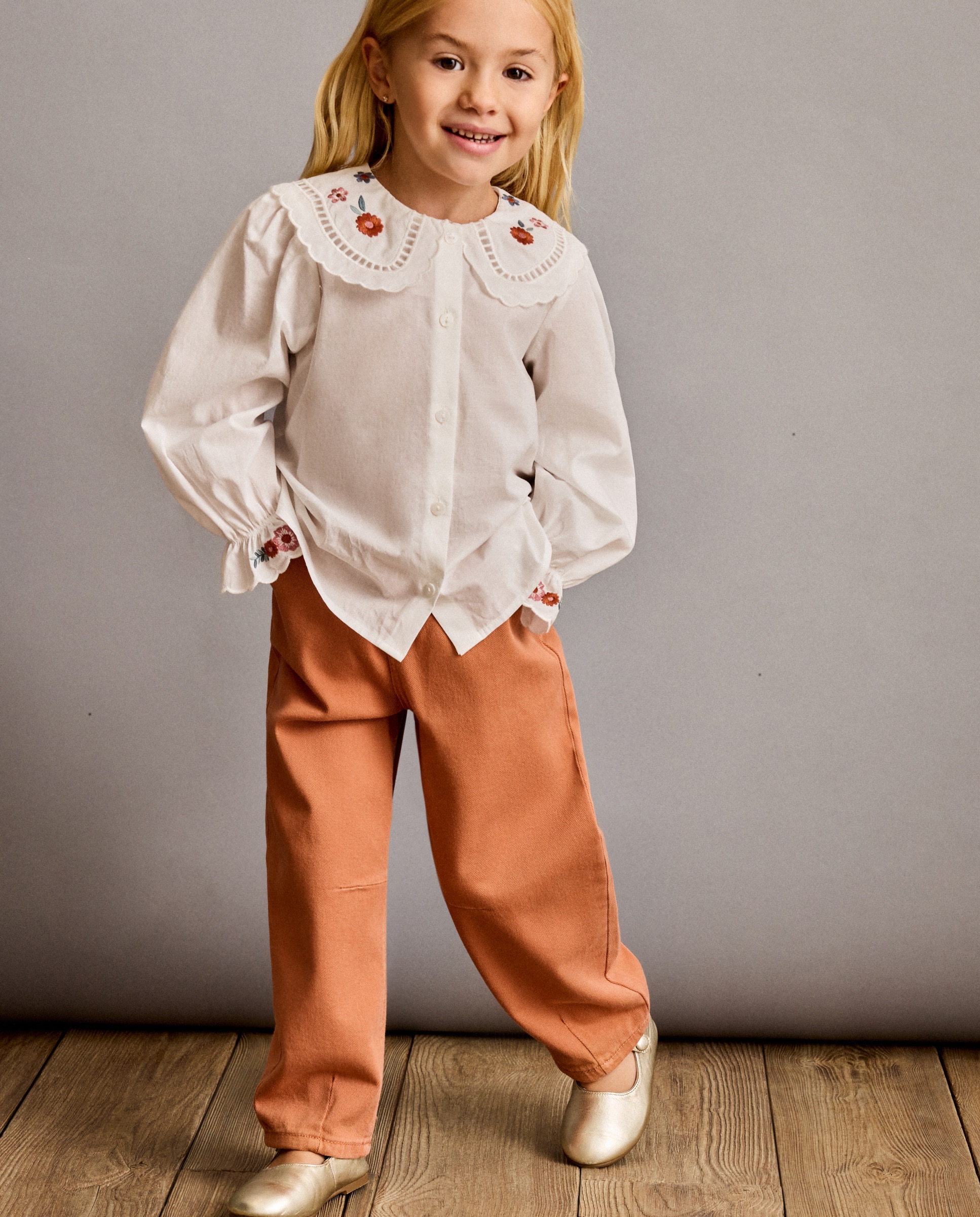 Pantalón de niña vaquero balloom liso - Coconut El Corte Inglés - Naranja quemado Naranja quemado-1