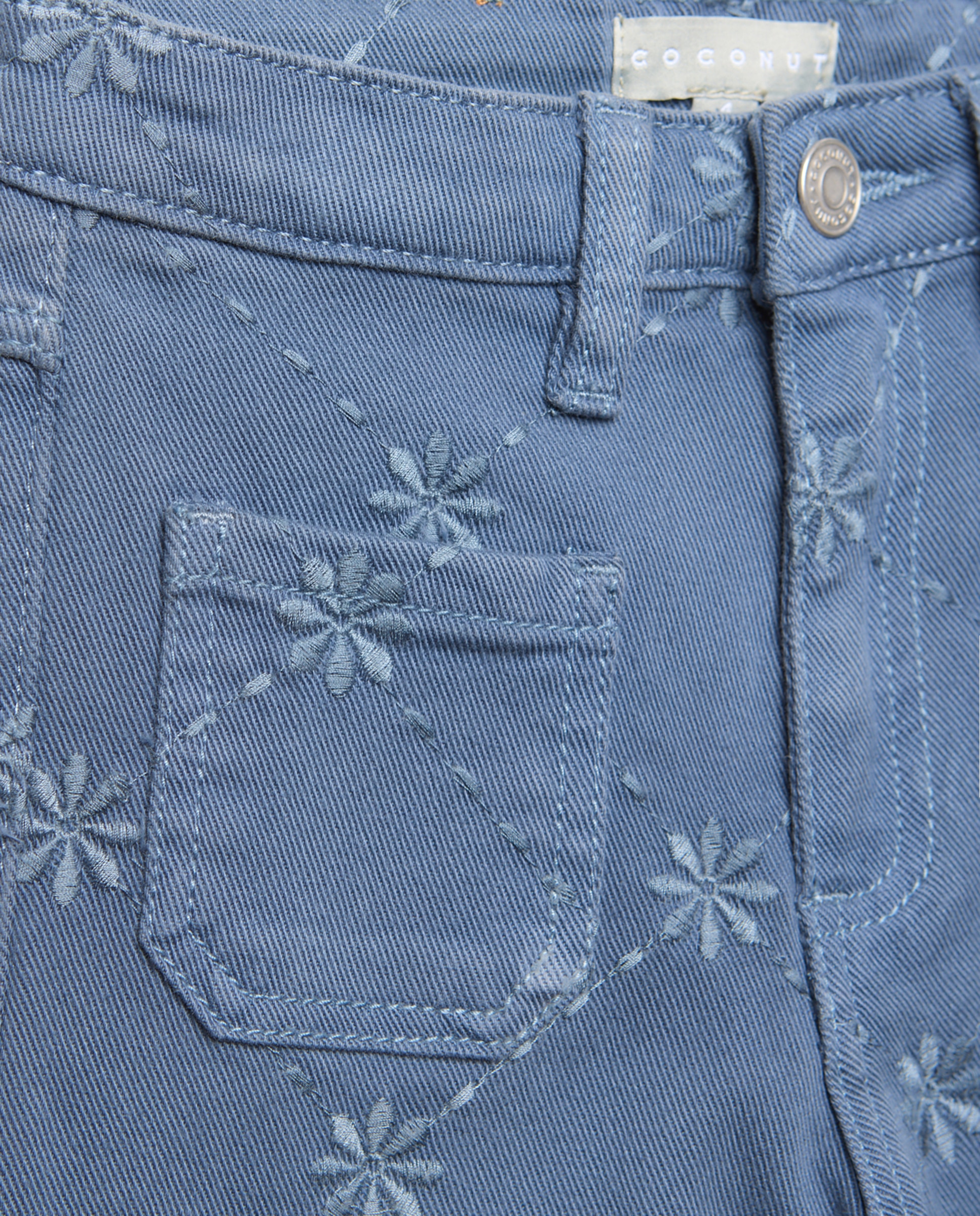 Jeans com Bordado Suíço Azul-escuro-2