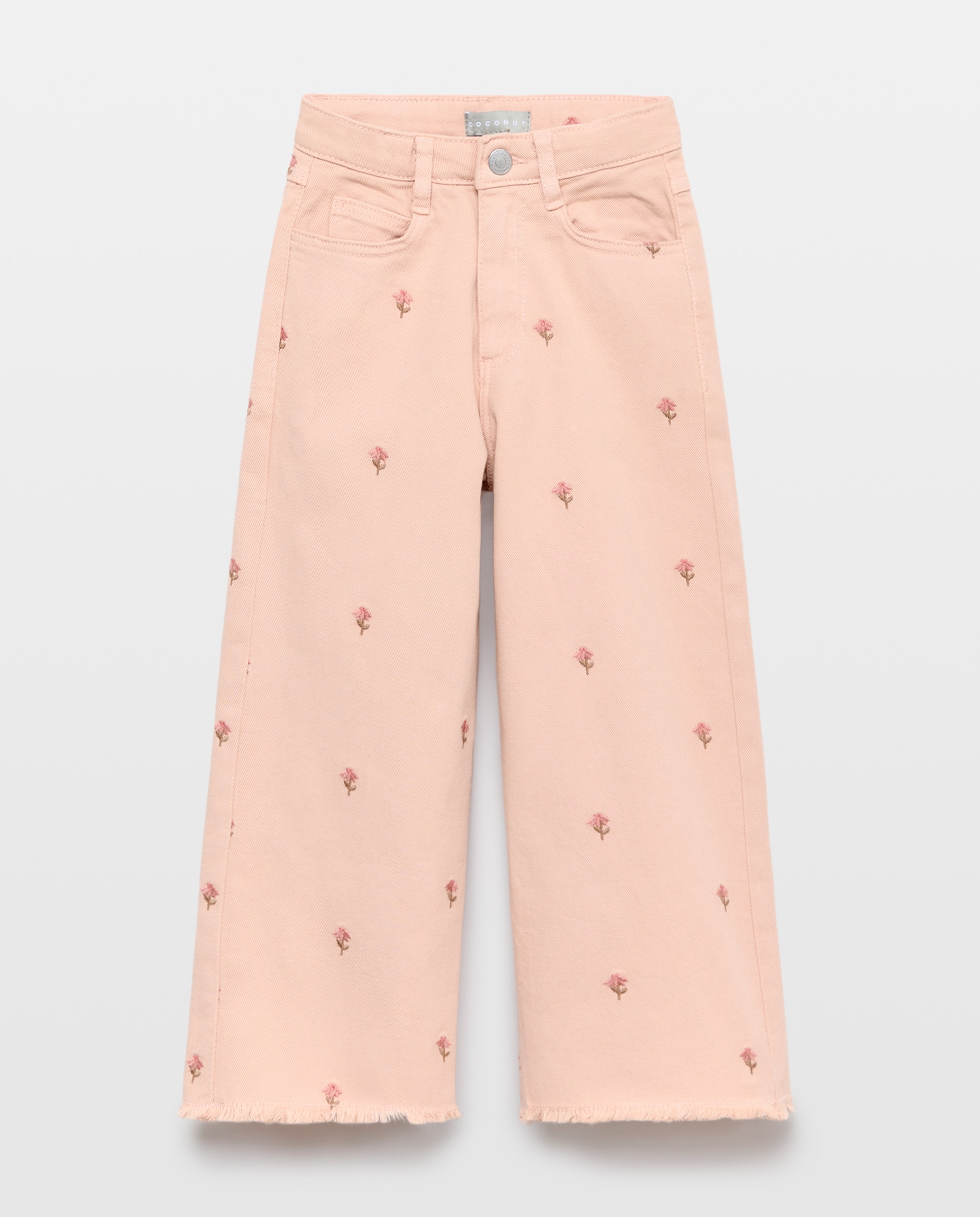 Calças Lisas com Bordado de Fantasia 220 Rosa Pálido-4